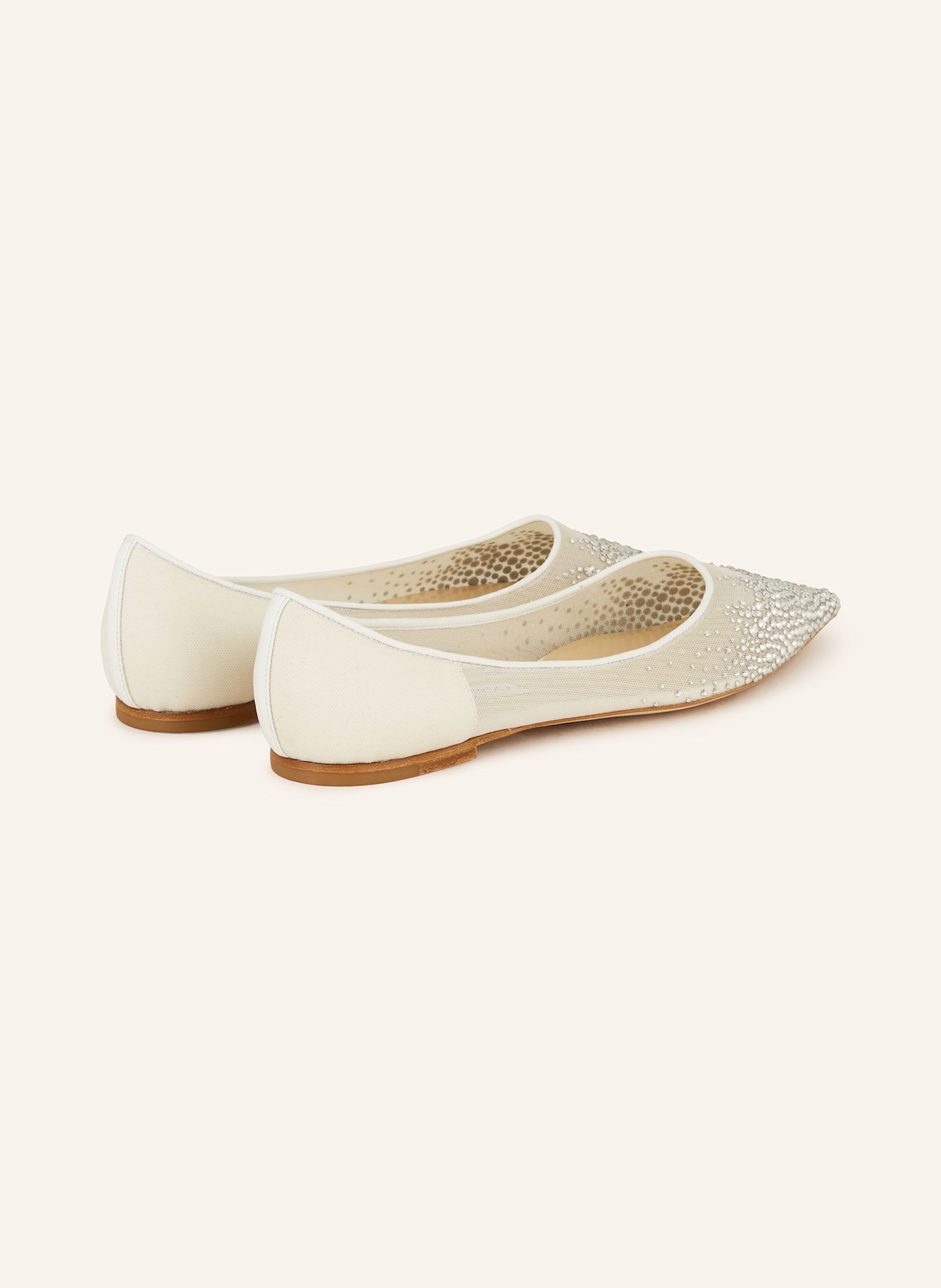 JIMMY CHOO Ballerinas mit Schmucksteinen: WEISS
