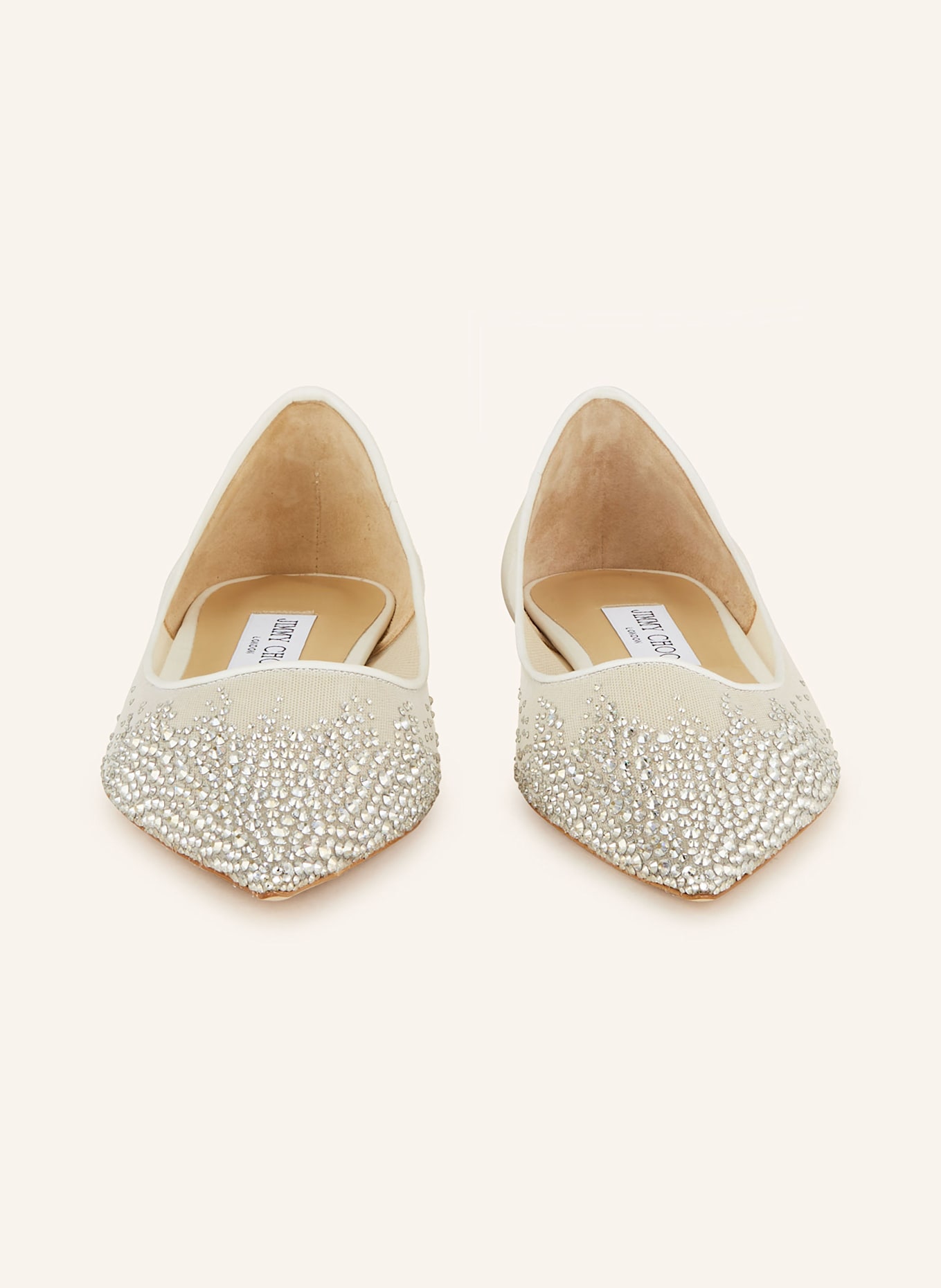JIMMY CHOO Ballerinas mit Schmucksteinen: WEISS
