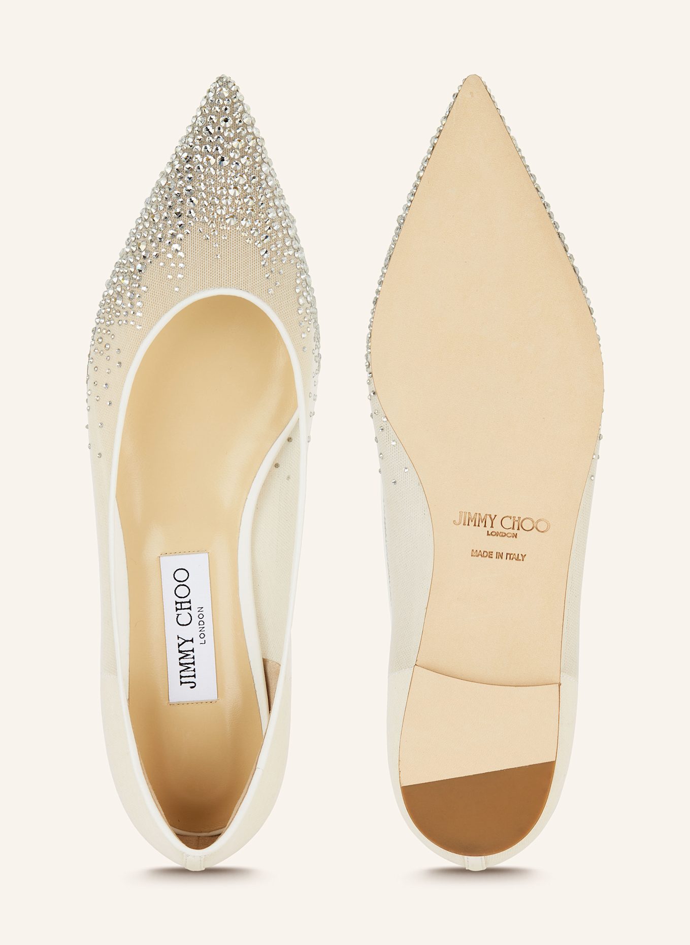 JIMMY CHOO Ballerinas mit Schmucksteinen: WEISS