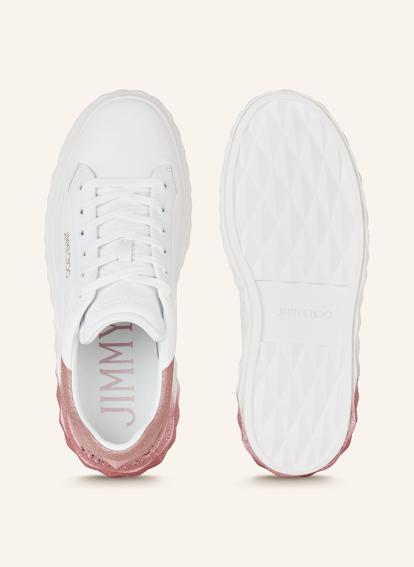 JIMMY CHOO Sneaker DIAMOND MAXI: WEISS / ROSÉ