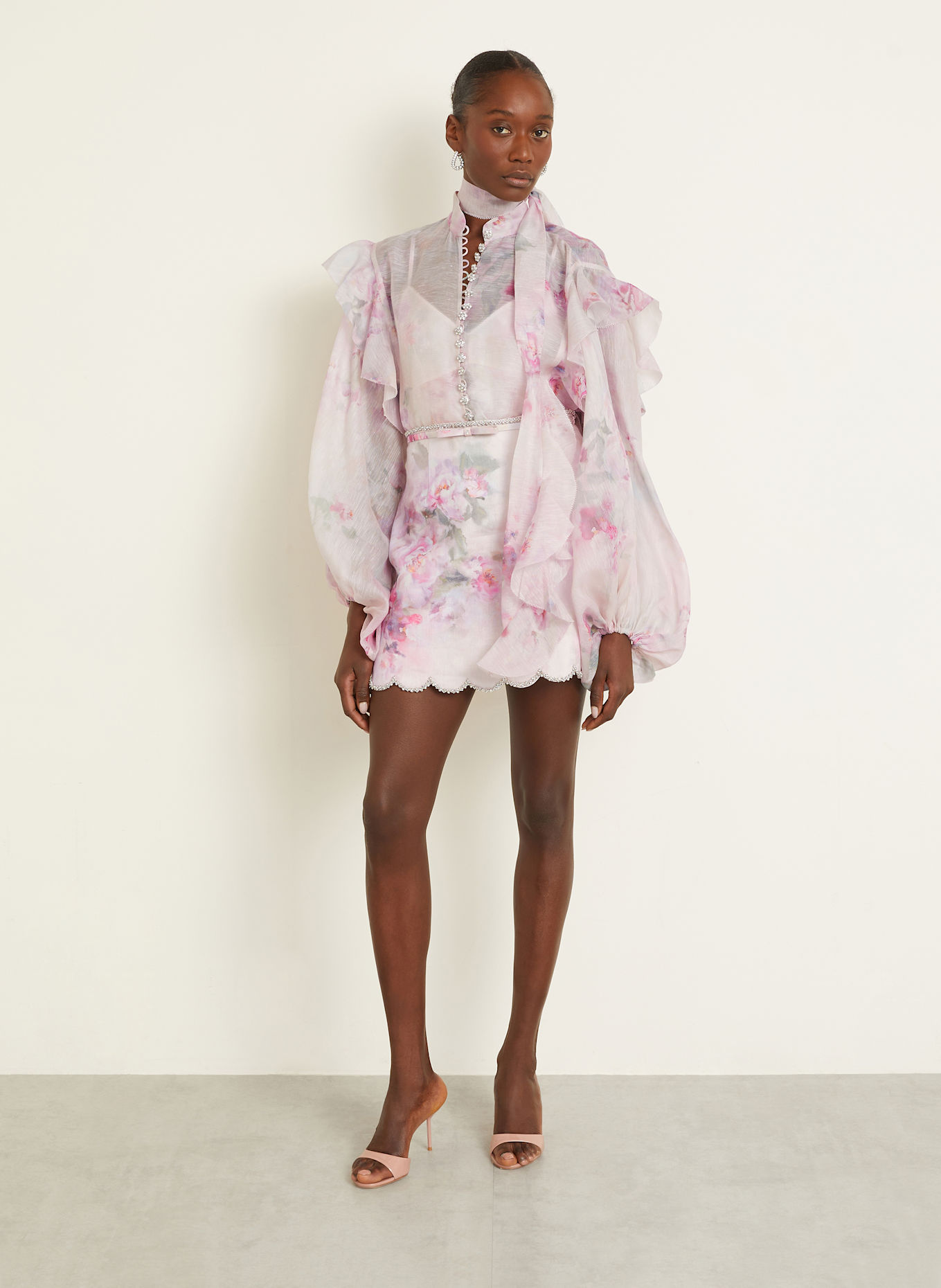 ZIMMERMANN Bluse CRUSH mit abnehmbarer Schluppe und Rüschen, Farbe: ROSA/ HELLGRÜN (Bild 2)
