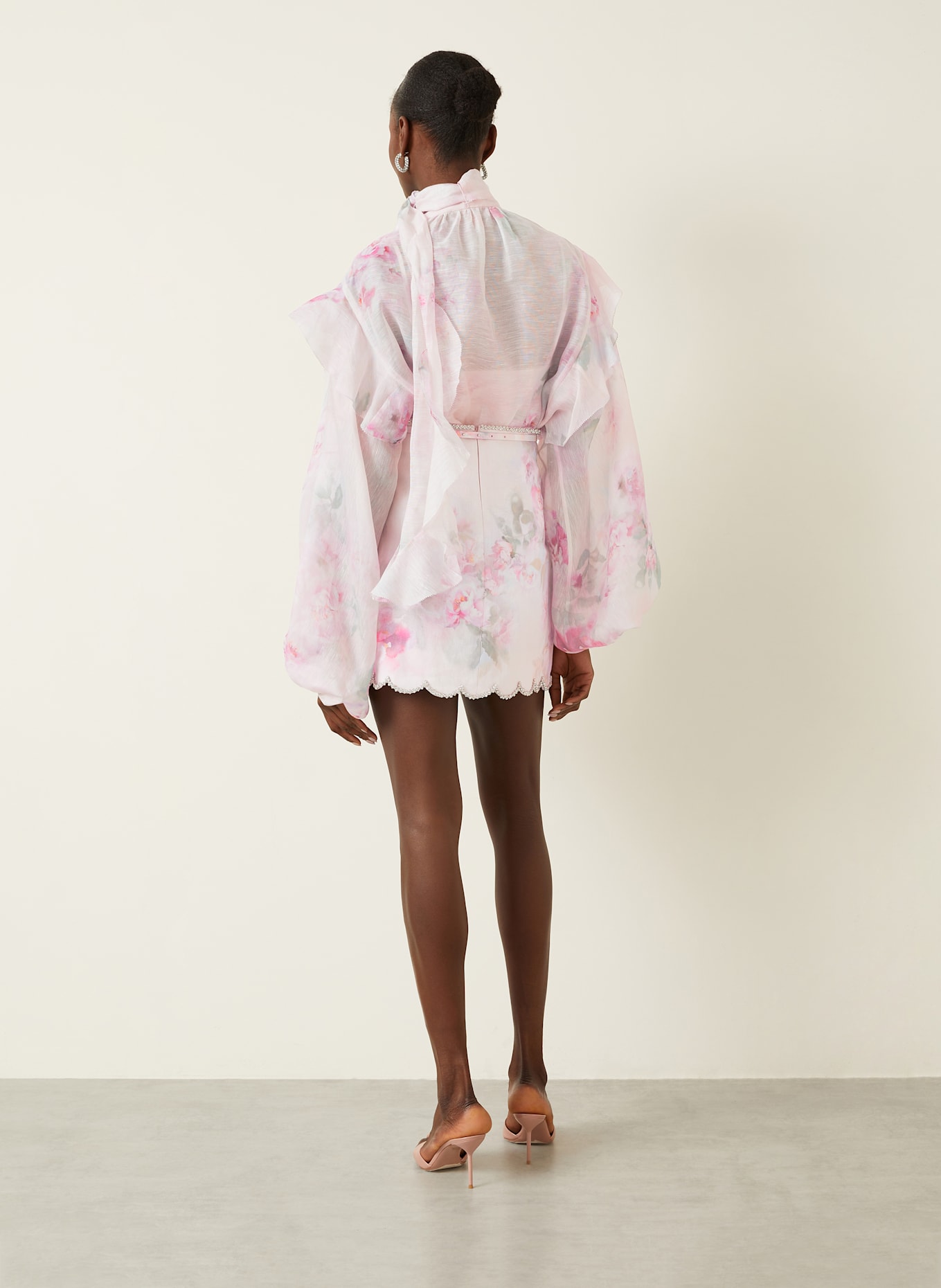 ZIMMERMANN Bluse CRUSH mit abnehmbarer Schluppe und Rüschen, Farbe: ROSA/ HELLGRÜN (Bild 3)