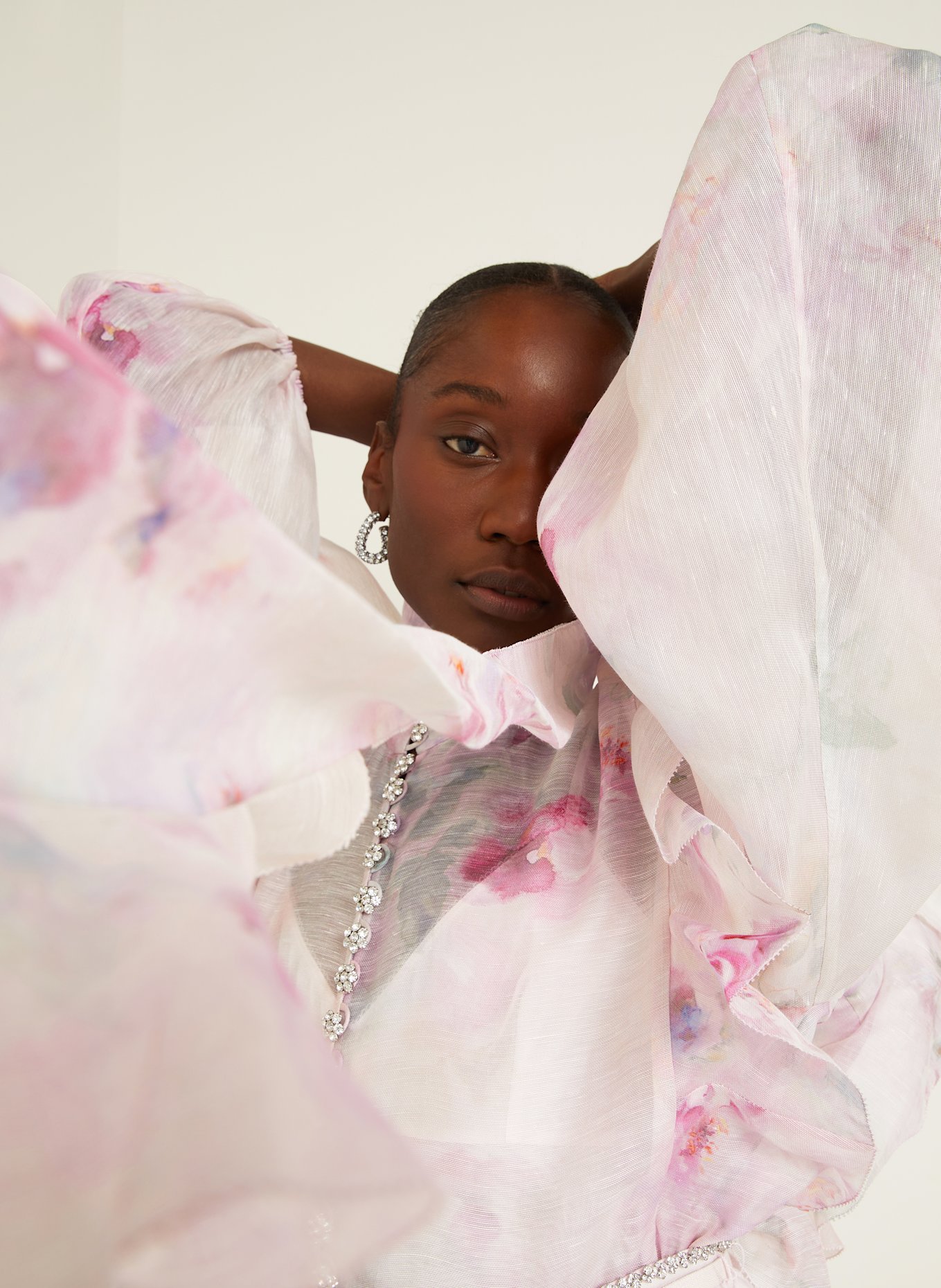 ZIMMERMANN Bluse CRUSH mit abnehmbarer Schluppe und Rüschen, Farbe: ROSA/ HELLGRÜN (Bild 5)