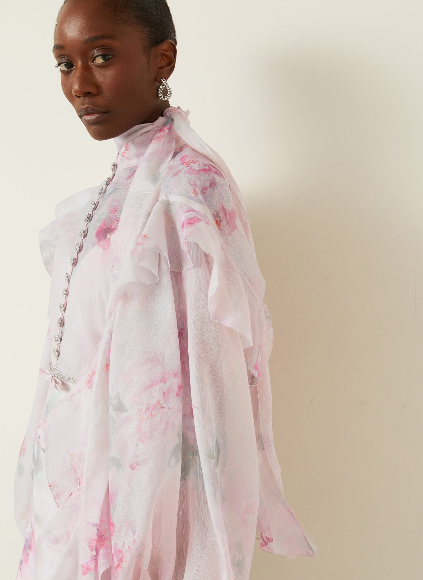 ZIMMERMANN Bluse CRUSH mit abnehmbarer Schluppe und Rüschen, Farbe: ROSA/ HELLGRÜN (Bild 6)