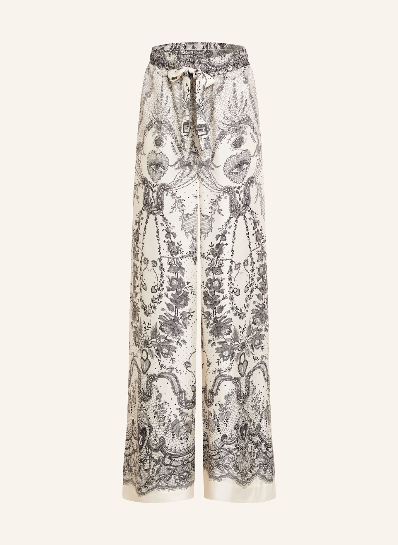 ZIMMERMANN Marlenehose CRUSH aus Seide: SCHWARZ / WEISS