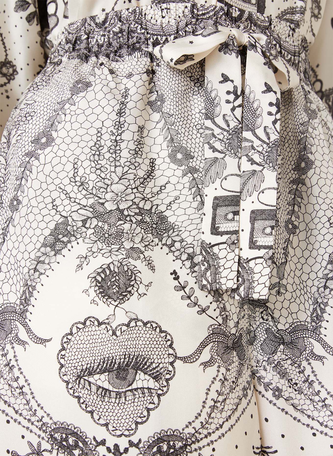 ZIMMERMANN Marlenehose CRUSH aus Seide: SCHWARZ / WEISS