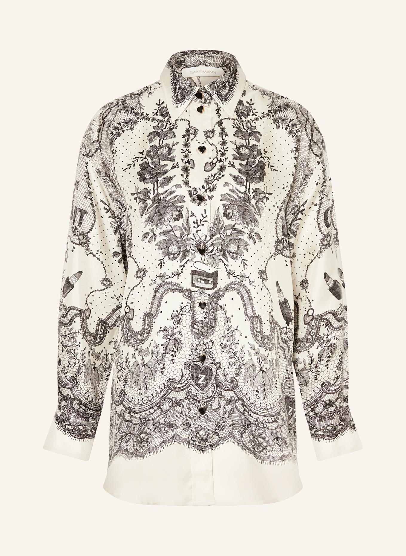 ZIMMERMANN Hemdbluse aus Seide: SCHWARZ/ CREME