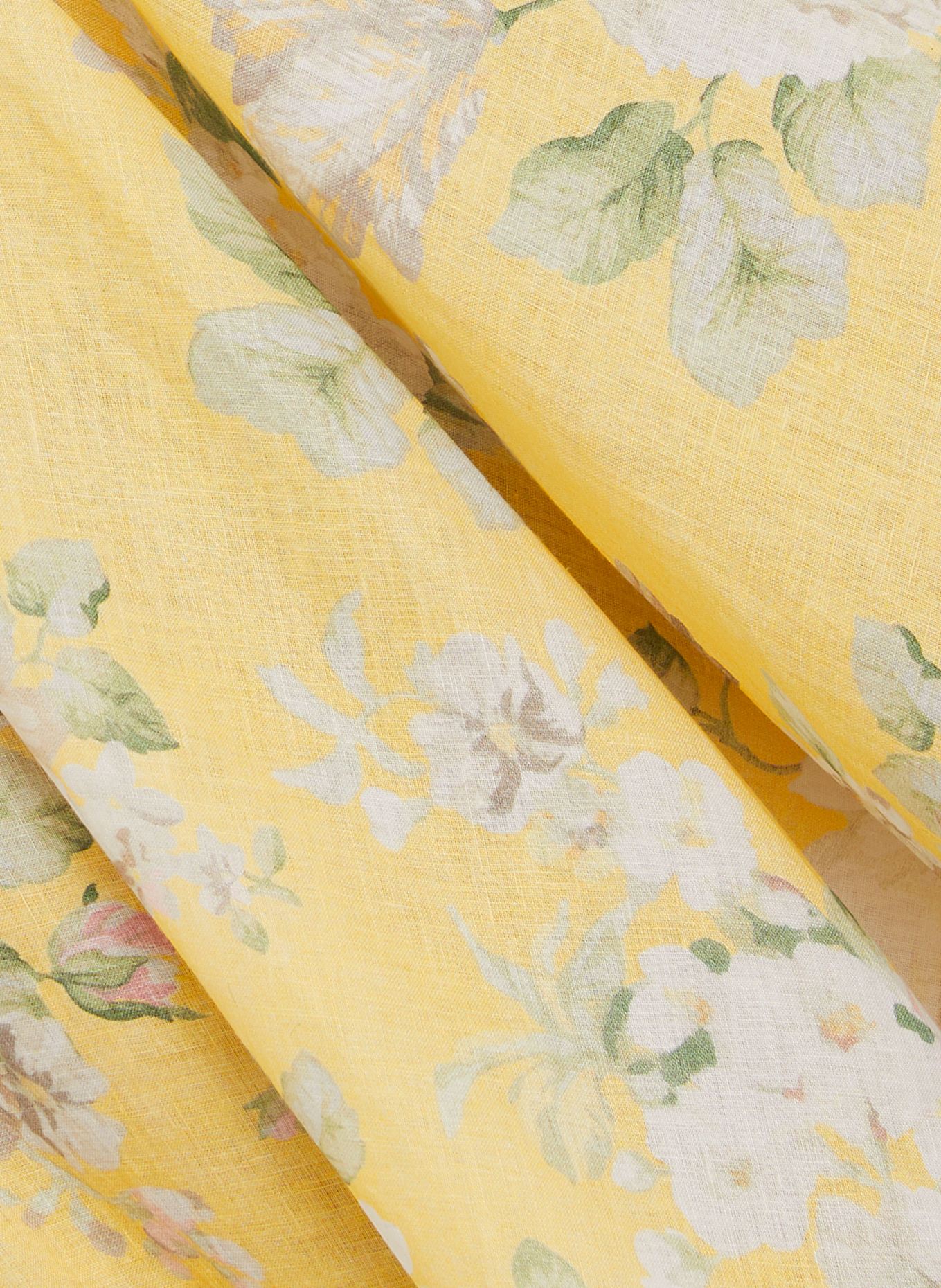 ZIMMERMANN Leinenkleid ACACIA: GELB / WEISS / GRÜN