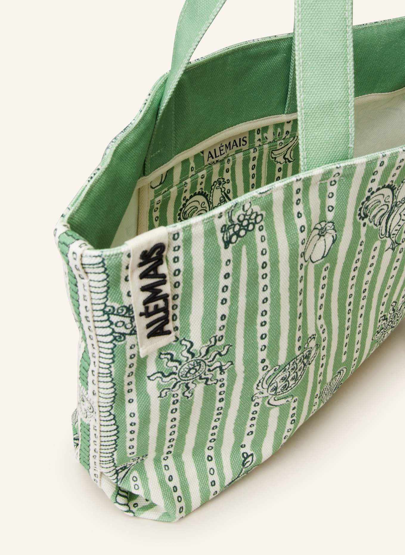 ALÉMAIS Plážová taška LULA: ZELENÁ / REŽNÁ / TMAVĚ ZELENÁ