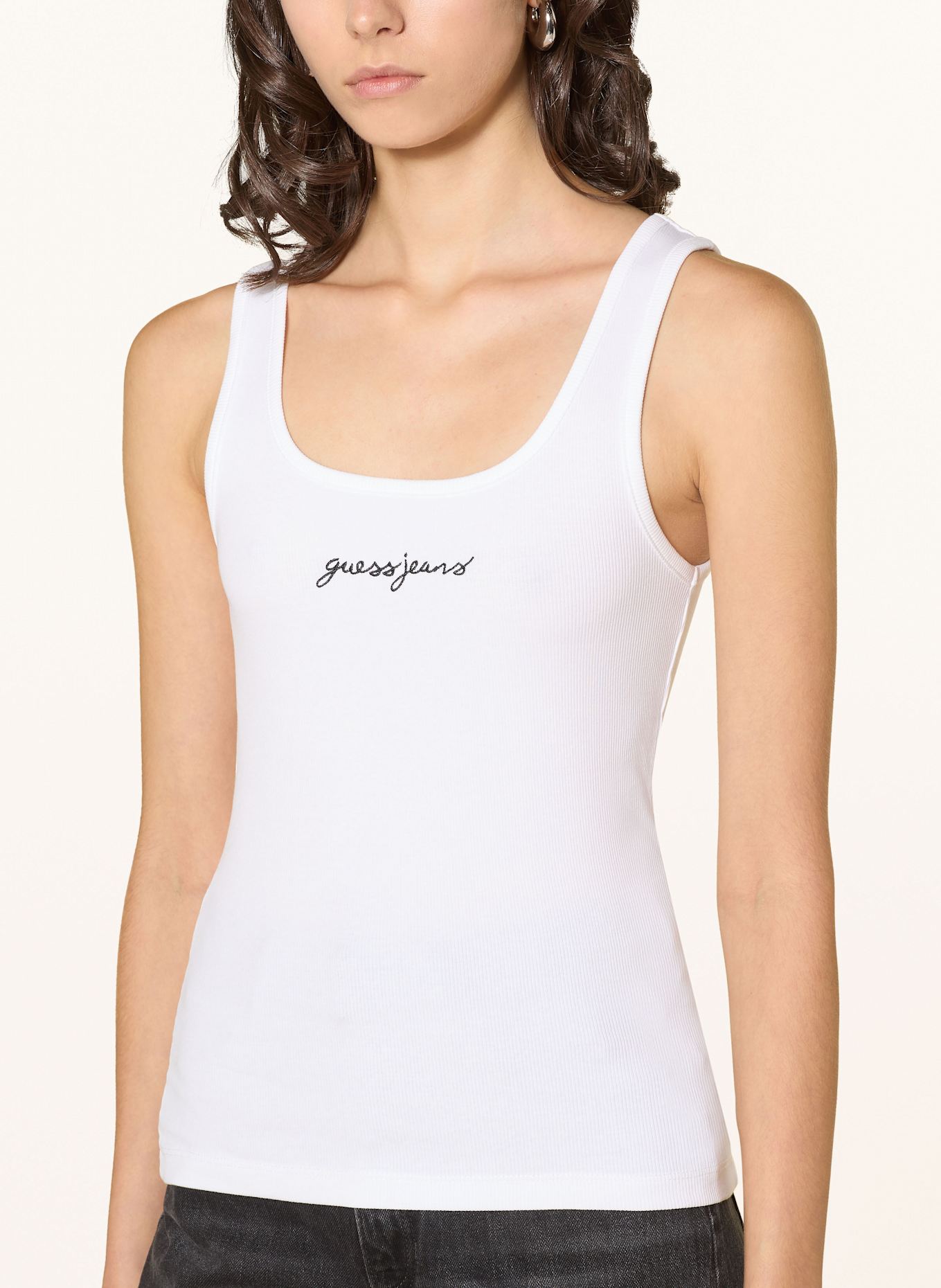 GUESS JEANS Top: BIAŁY