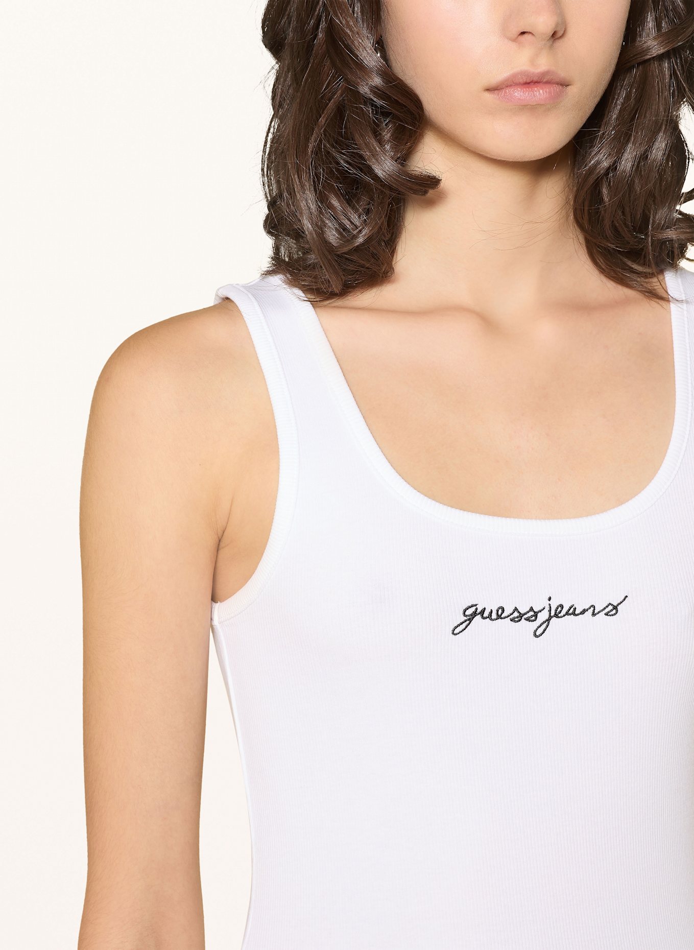 GUESS JEANS Top: BIAŁY