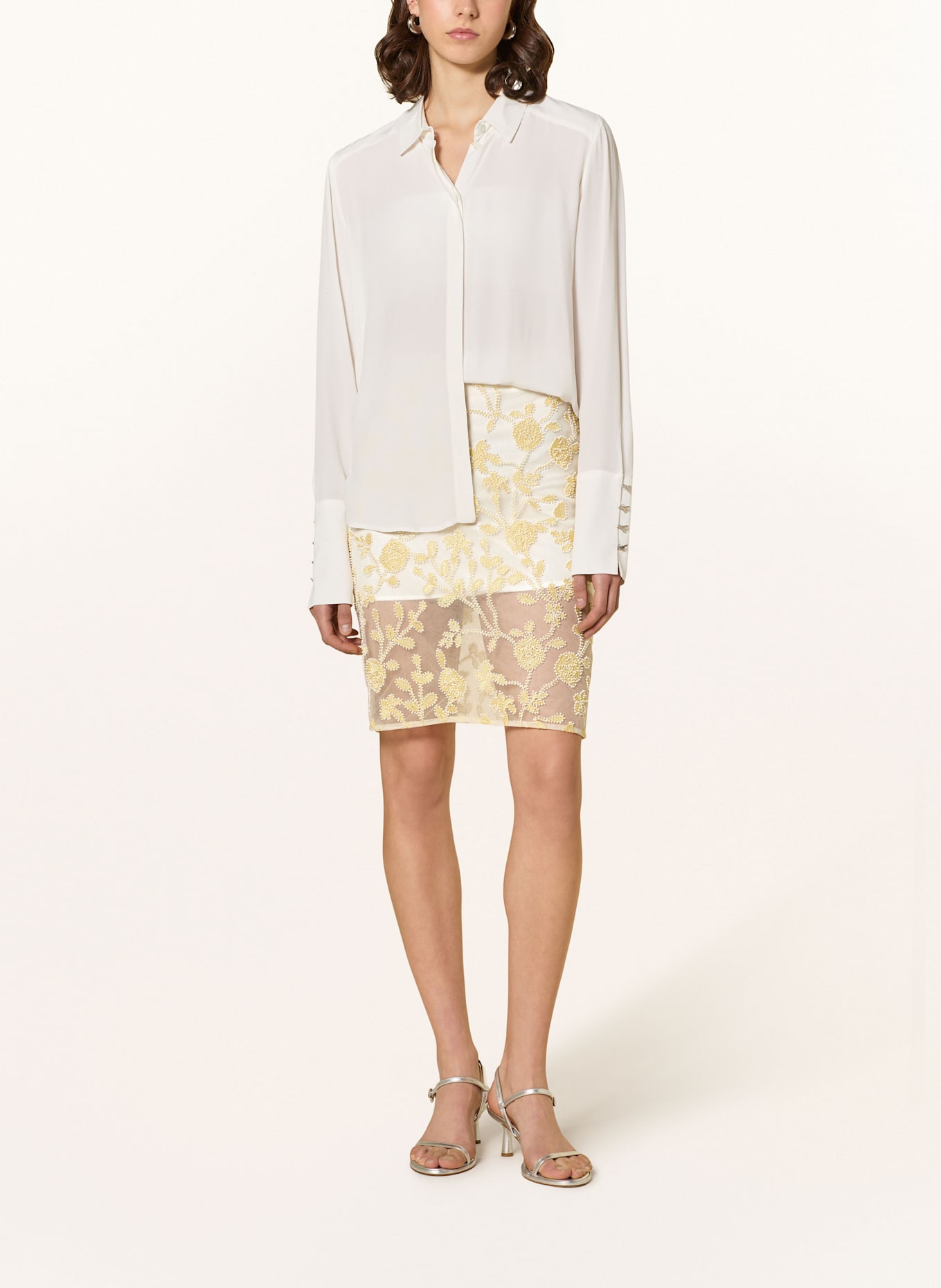 ROTATE Spódnica tiulowa z ozdobnymi perełkami: KREMOWY / JASNOŻÓŁTY