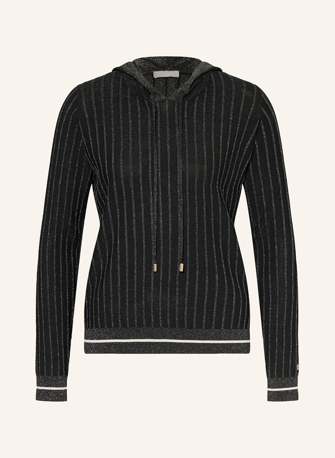 LIU JO Knit hoodie with glitter thread: BLACK / SILVER