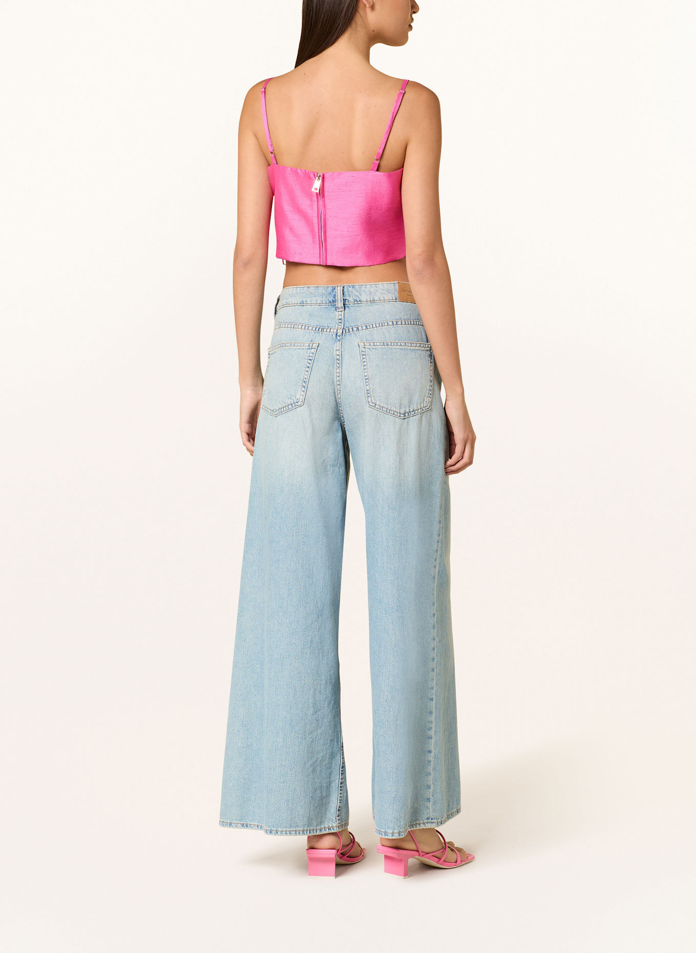 LIU JO Cropped-Top aus Satin, Farbe: PINK (Bild 3)