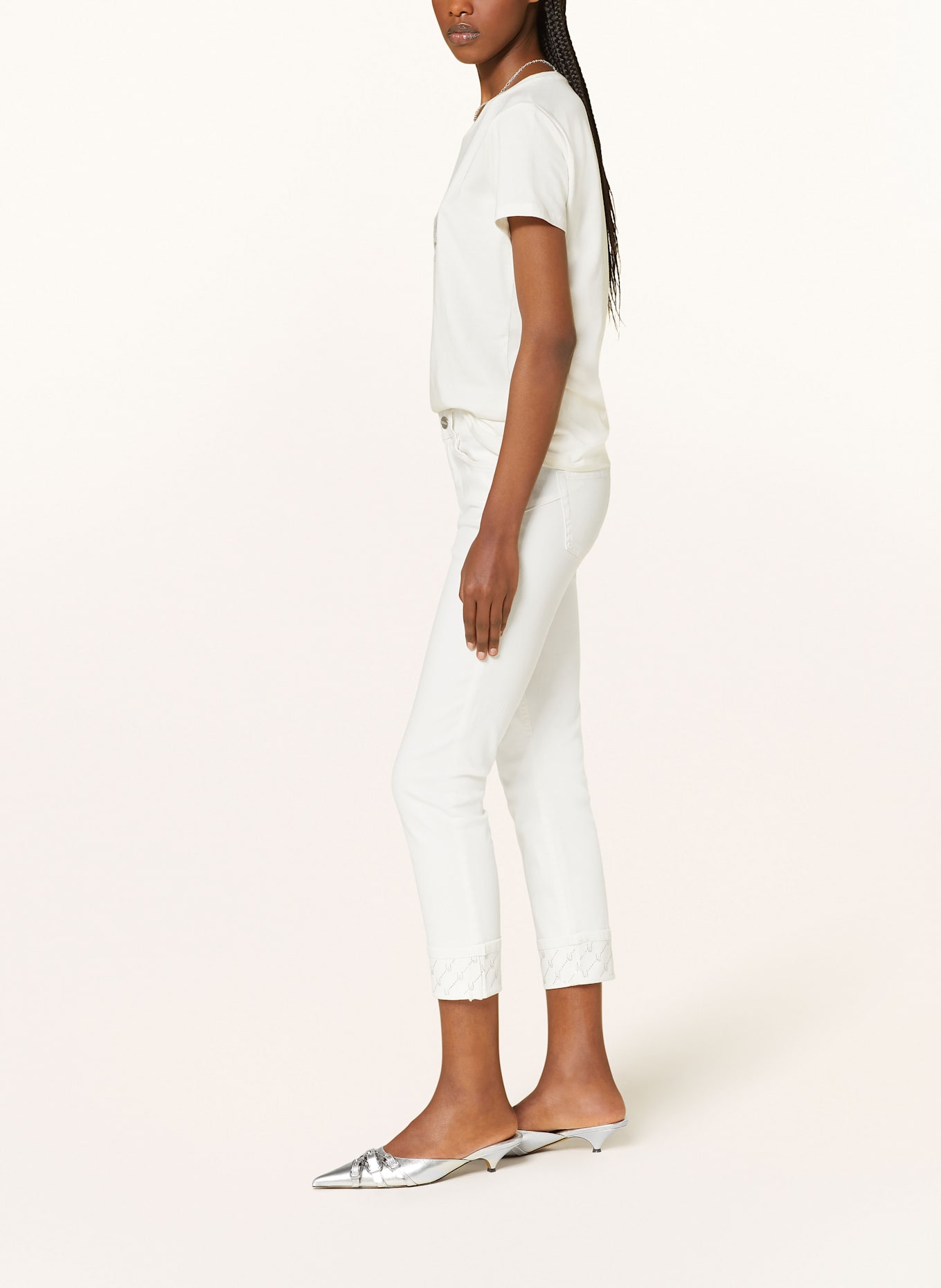 LIU JO 7/8 jeans with decorative gems: WHITE
