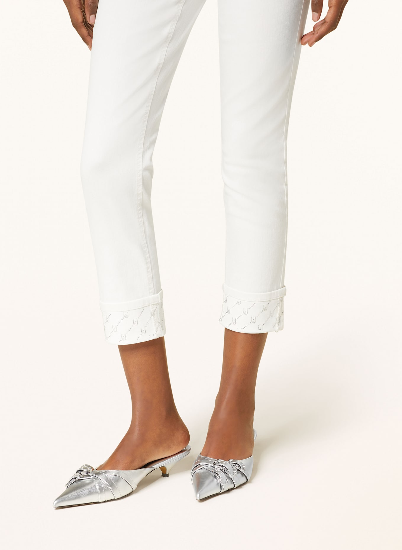 LIU JO 7/8 jeans with decorative gems: WHITE