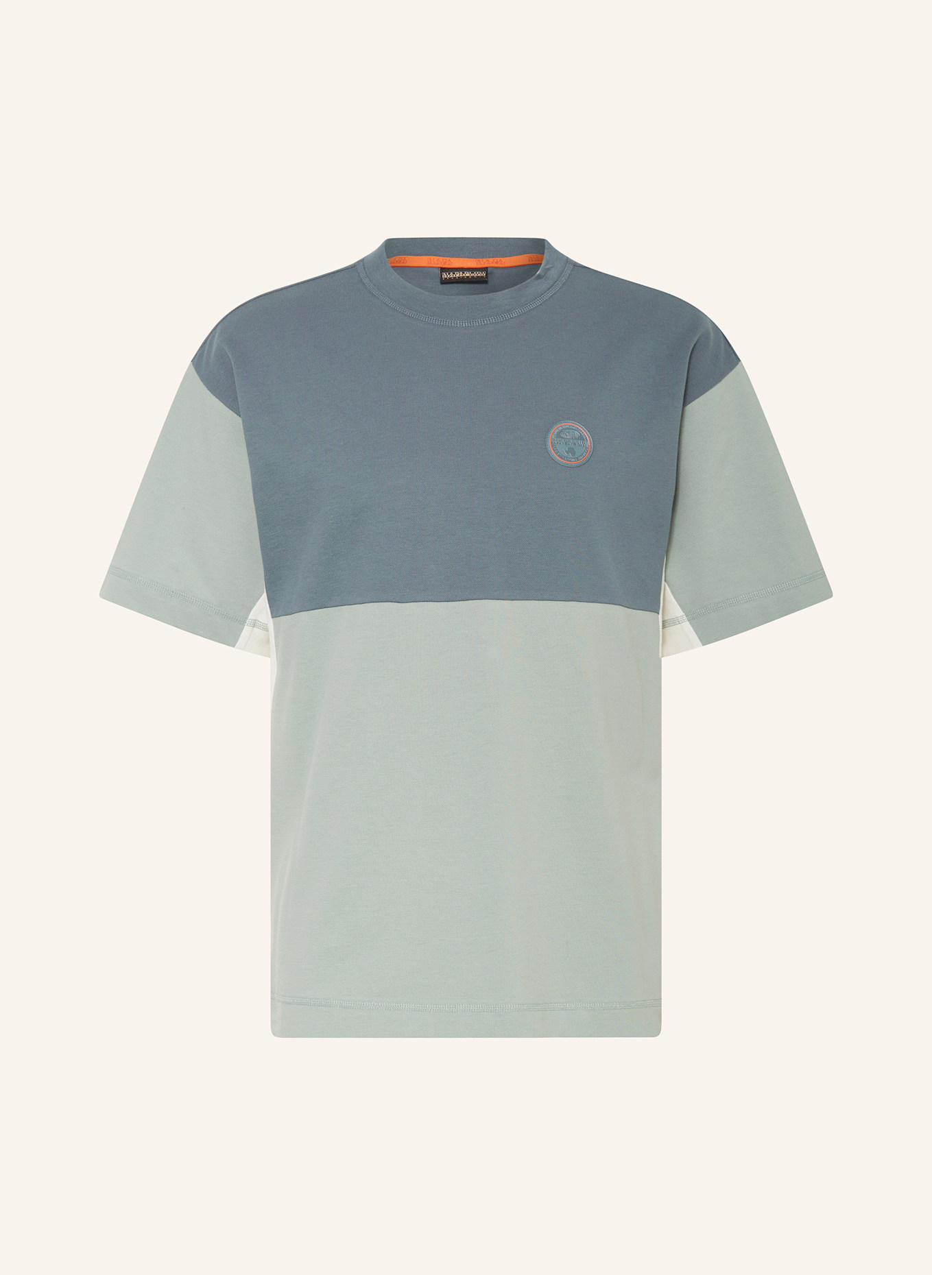 NAPAPIJRI ANGHIARI T-shirt in piqué: TEAL/ LIGHT GREEN/ ECRU