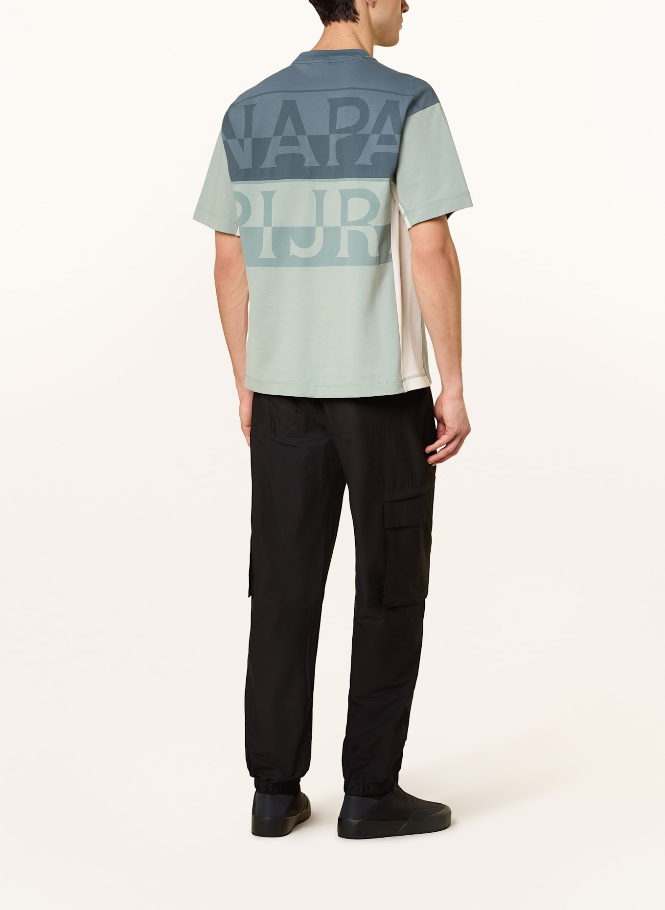 NAPAPIJRI ANGHIARI T-shirt in piqué: TEAL/ LIGHT GREEN/ ECRU