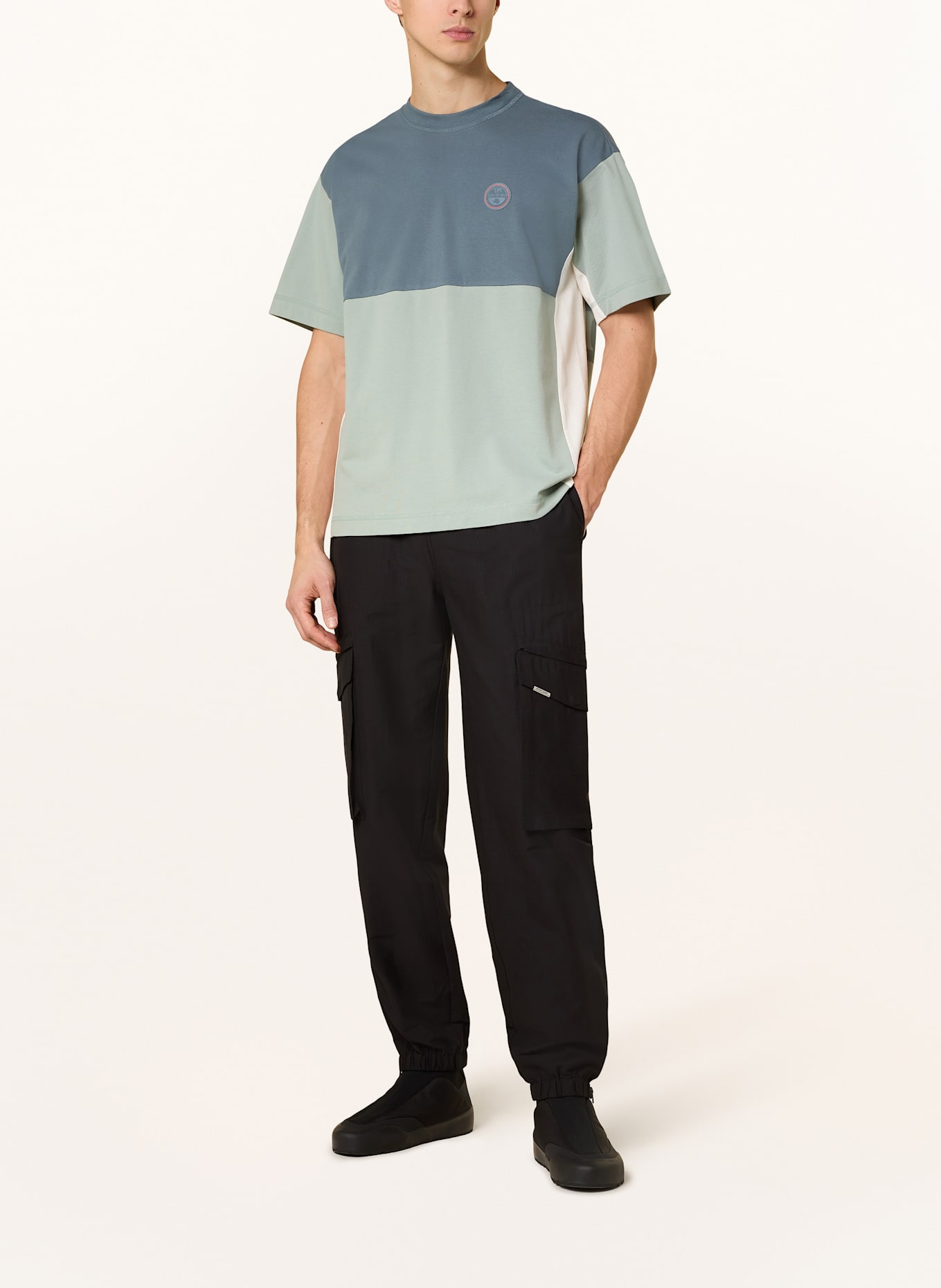 NAPAPIJRI ANGHIARI T-shirt in piqué: TEAL/ LIGHT GREEN/ ECRU