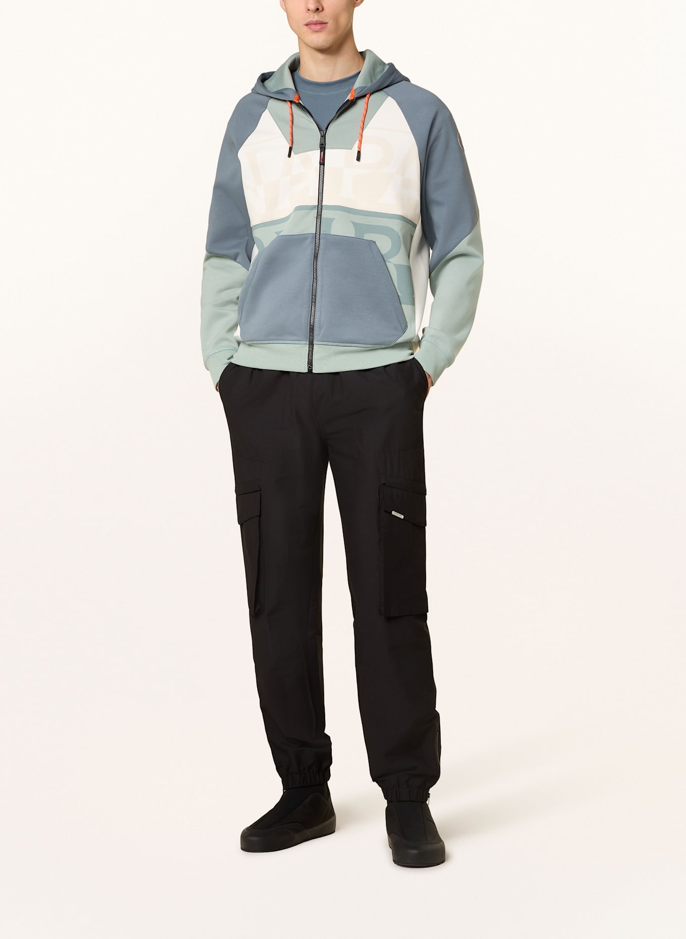 NAPAPIJRI ANGHIARI sweat jacket: BLUE GRAY/ LIGHT GREEN/ CREAM