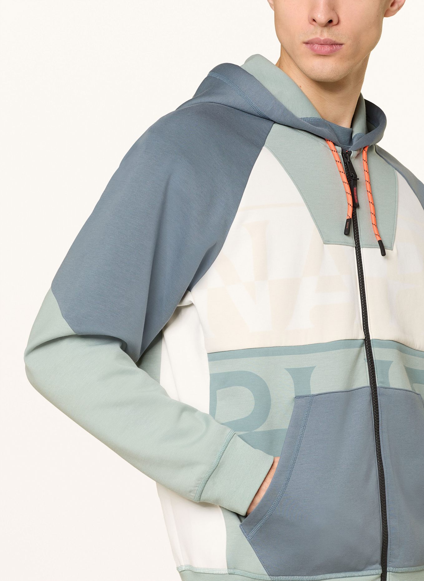 NAPAPIJRI ANGHIARI sweat jacket: BLUE GRAY/ LIGHT GREEN/ CREAM
