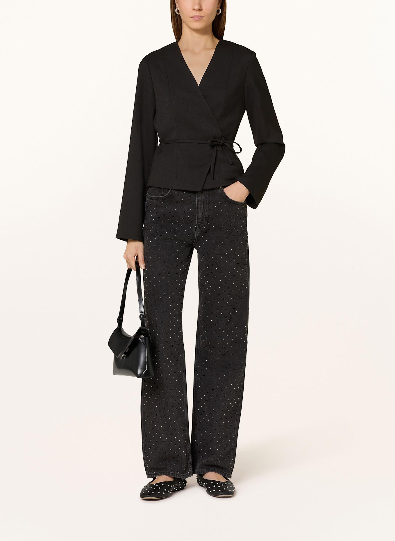 NEO NOIR Straight Jeans SIMONA mit Schmucksteinen: 100 BLACK