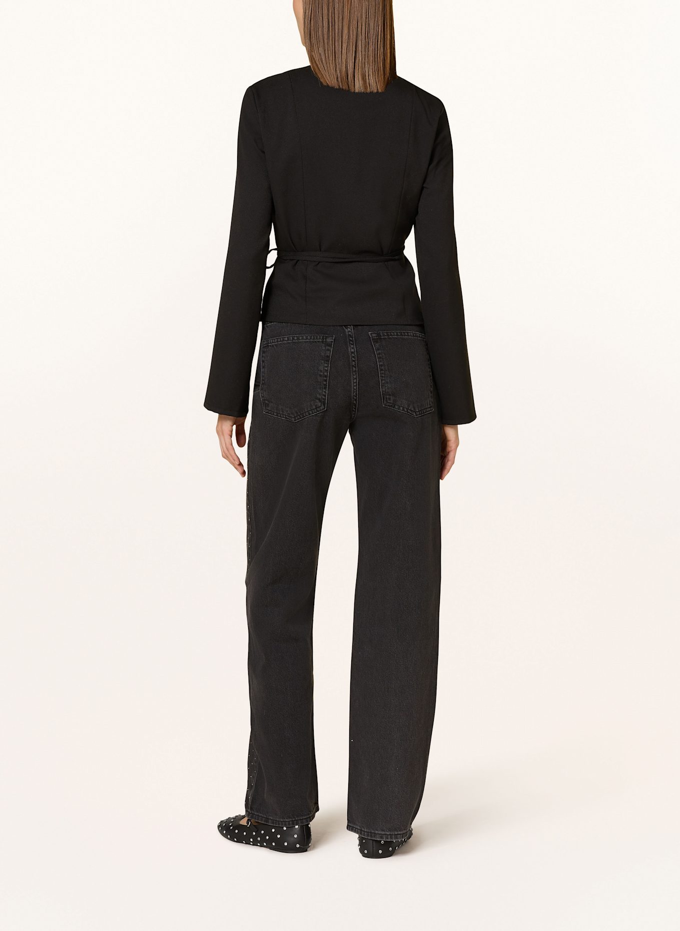 NEO NOIR Straight Jeans SIMONA mit Schmucksteinen: 100 BLACK