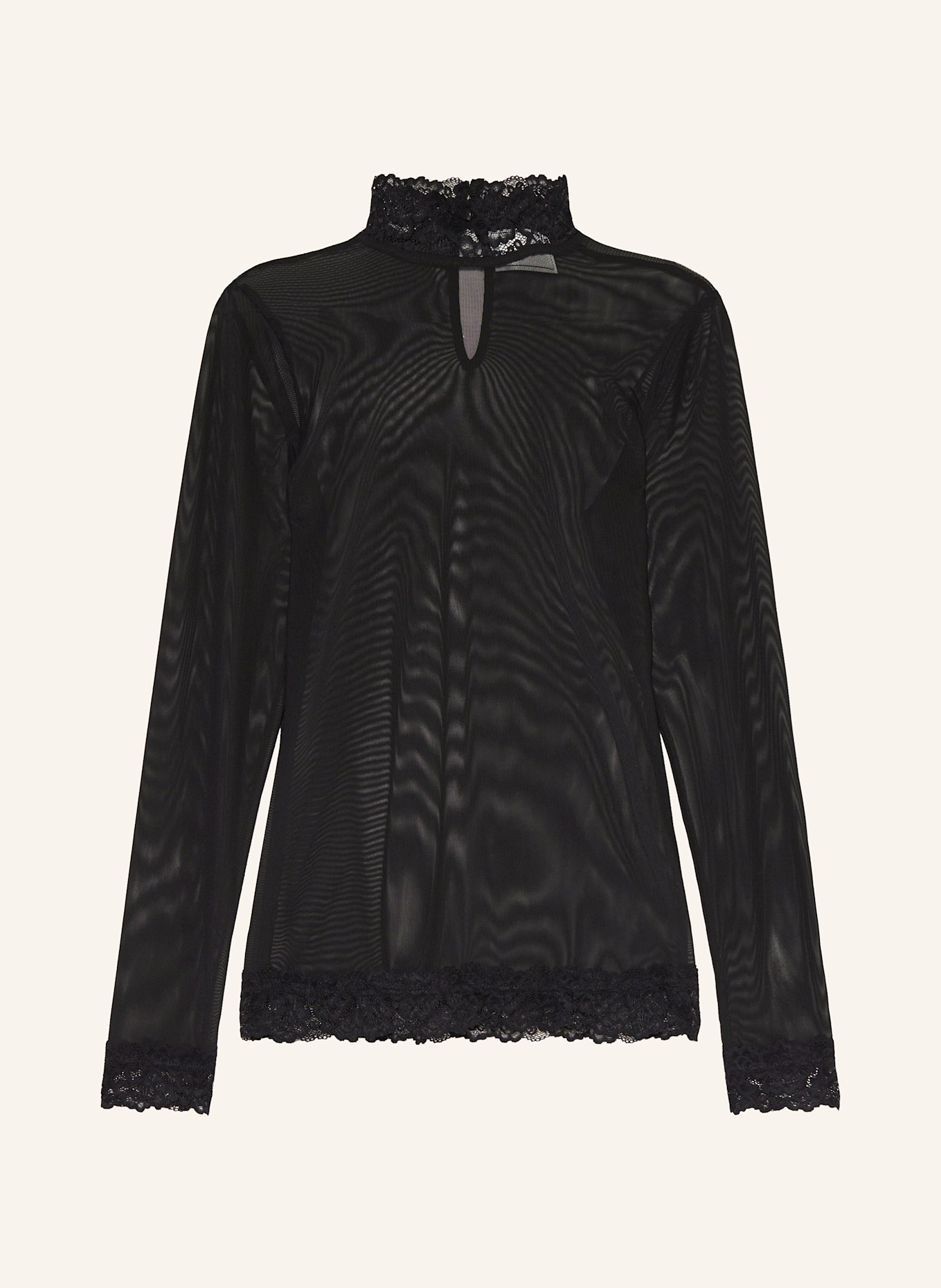 NEO NOIR Koszulka z długim rękawem LIZA z siateczki: CZARNY