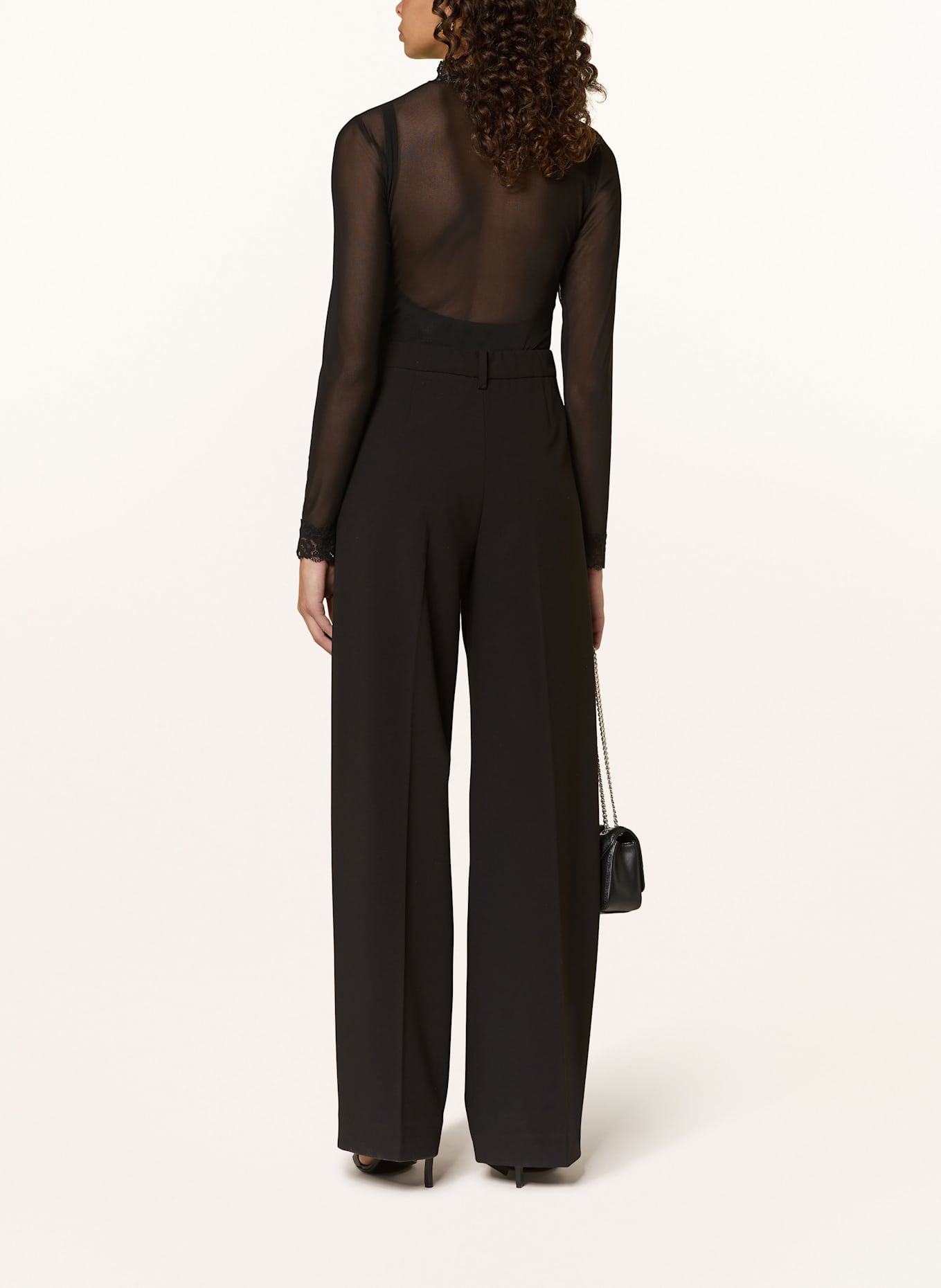 NEO NOIR Koszulka z długim rękawem LIZA z siateczki: CZARNY