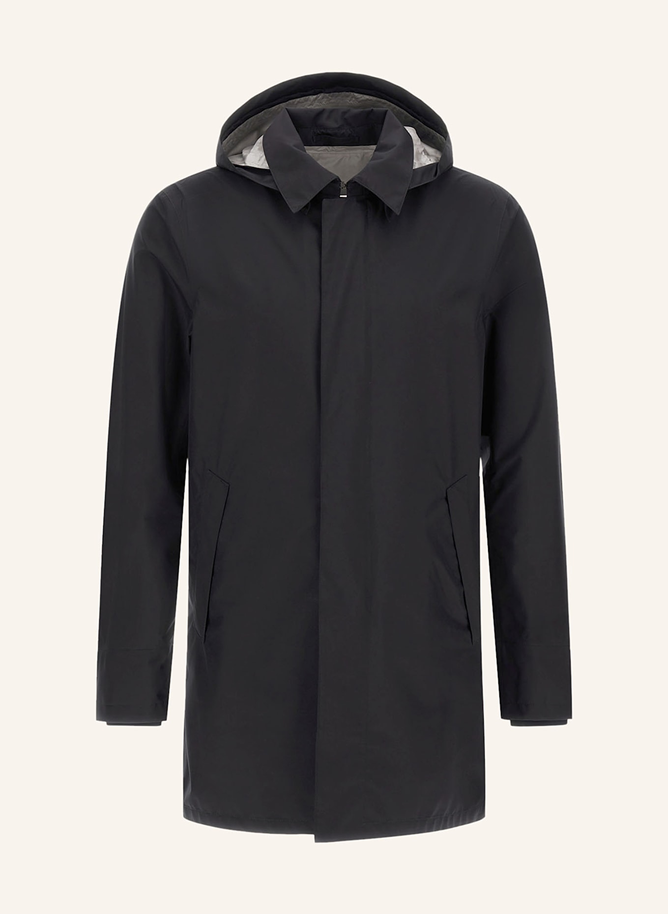 HERNO Mantel mit abnehmbarer Kapuze: SCHWARZ