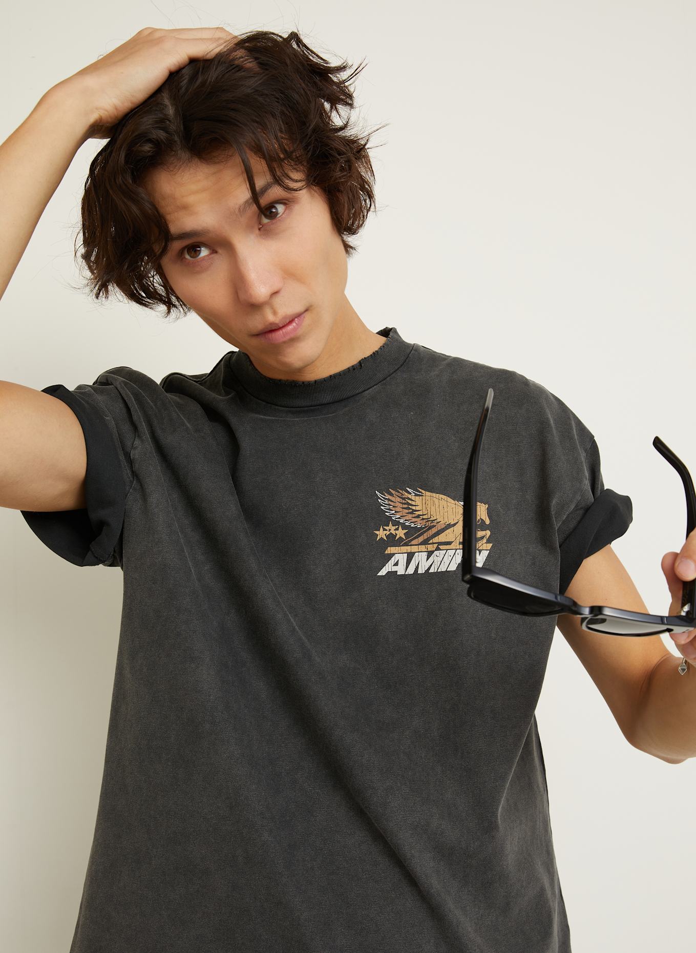 AMIRI T-shirt: GRAY/ WHITE/ BROWN