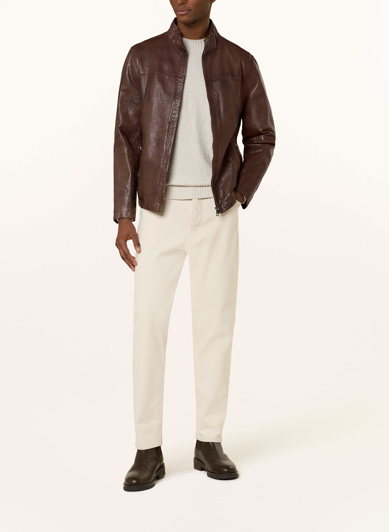 MILESTONE Lederjacke MSSULLIVAN: BRAUN