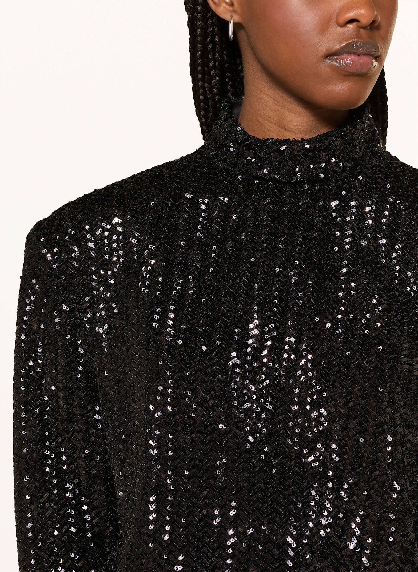 ANINE BING Koszulka z długim rękawem JOSEPHINE z cekinami: CZARNY