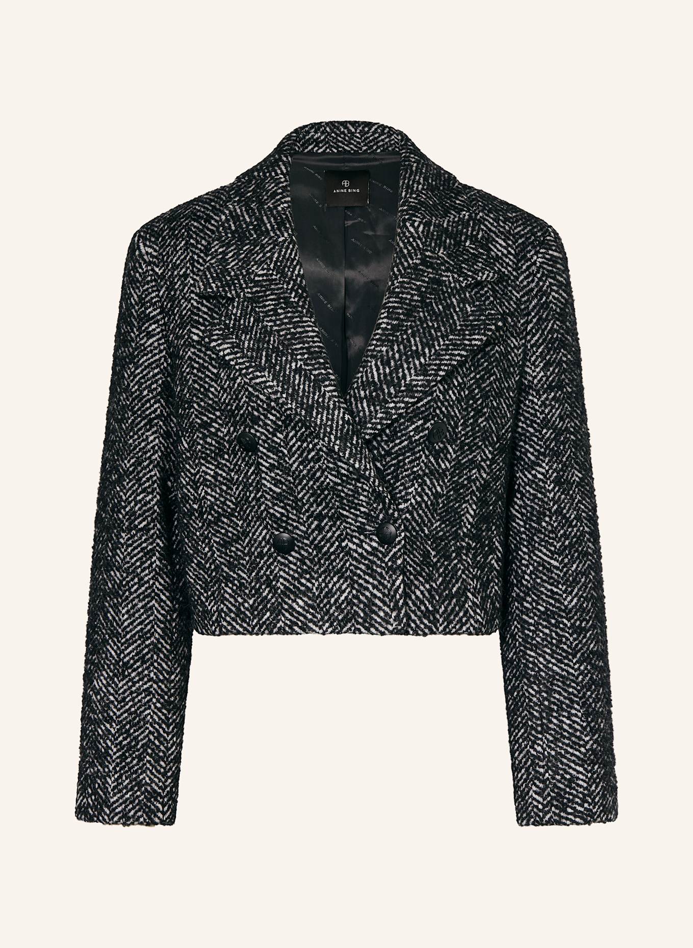 ANINE BING Krótki blezer VIENNA: CZARNY / BIAŁY