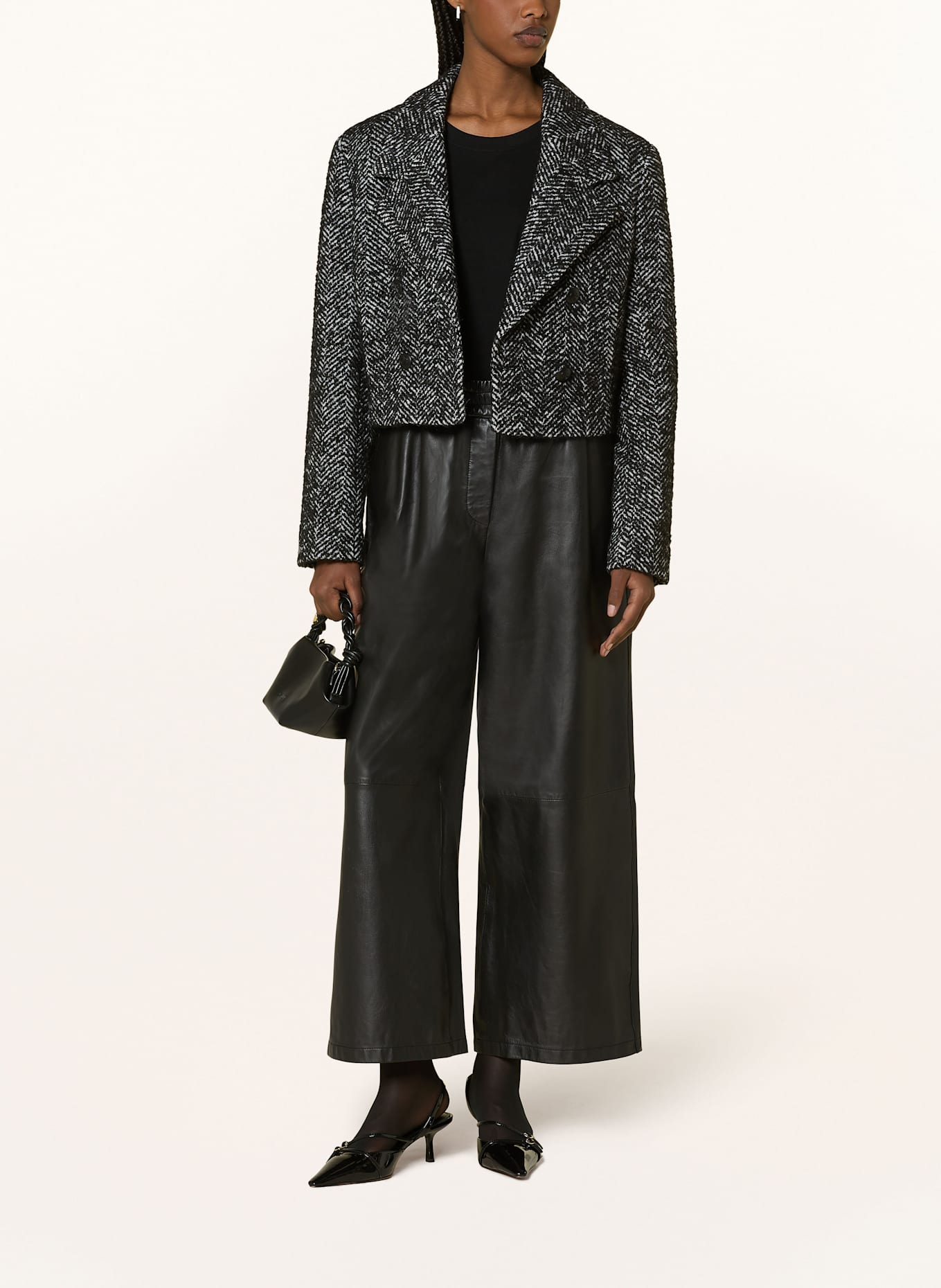 ANINE BING Krótki blezer VIENNA: CZARNY / BIAŁY