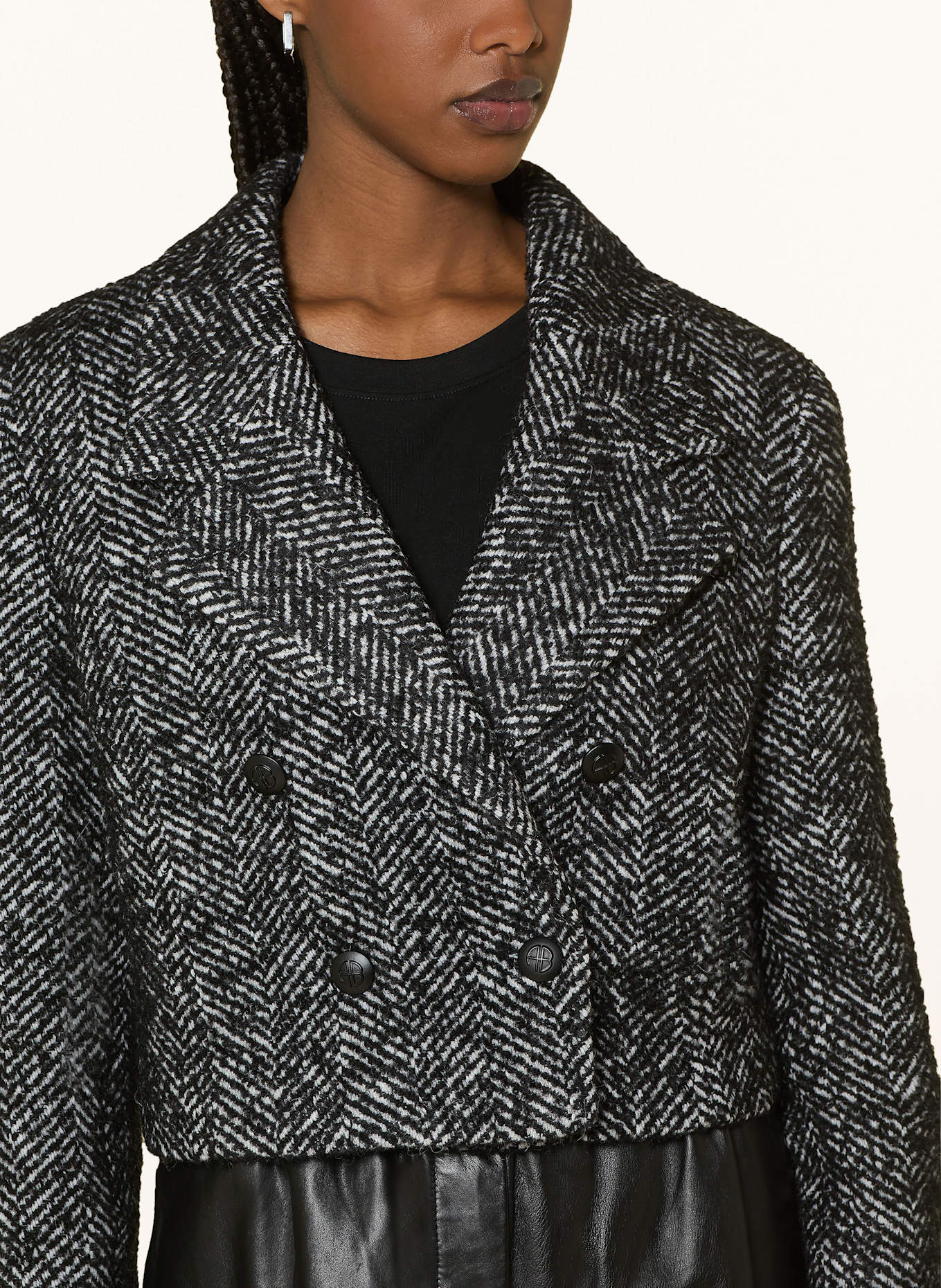 ANINE BING Krótki blezer VIENNA: CZARNY / BIAŁY