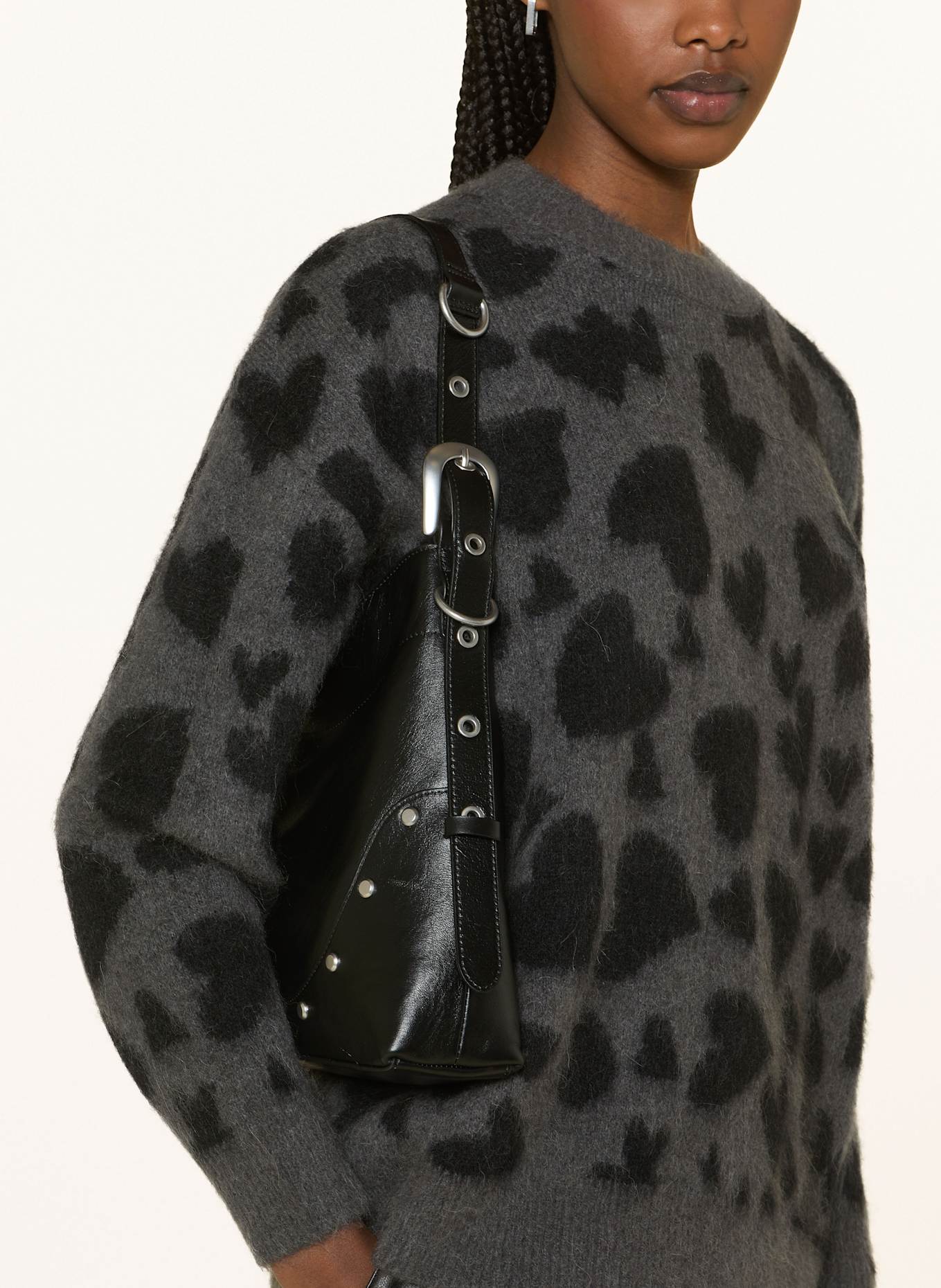 ANINE BING Svetr SYDNEY s alpakou: TMAVĚ ŠEDÁ / ČERNÁ