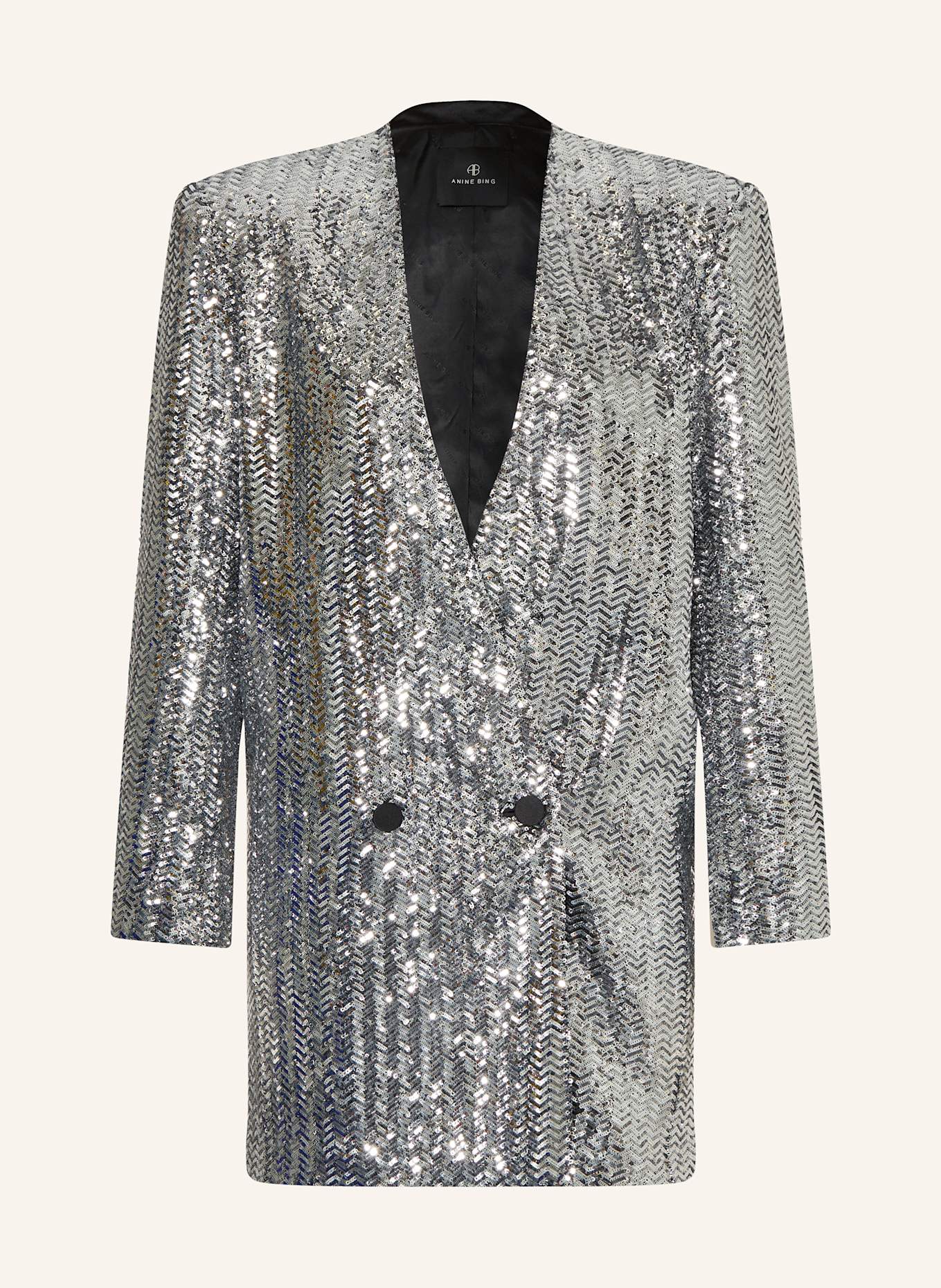 ANINE BING Sukienka w stylu blezera VENEDA z cekinami: SREBRNY