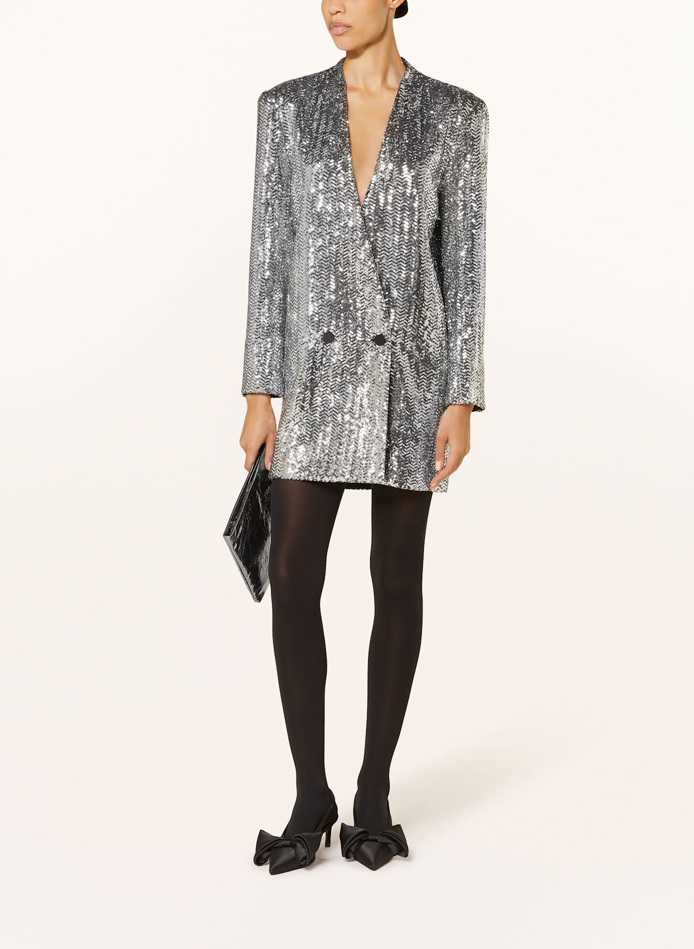 ANINE BING Sukienka w stylu blezera VENEDA z cekinami: SREBRNY