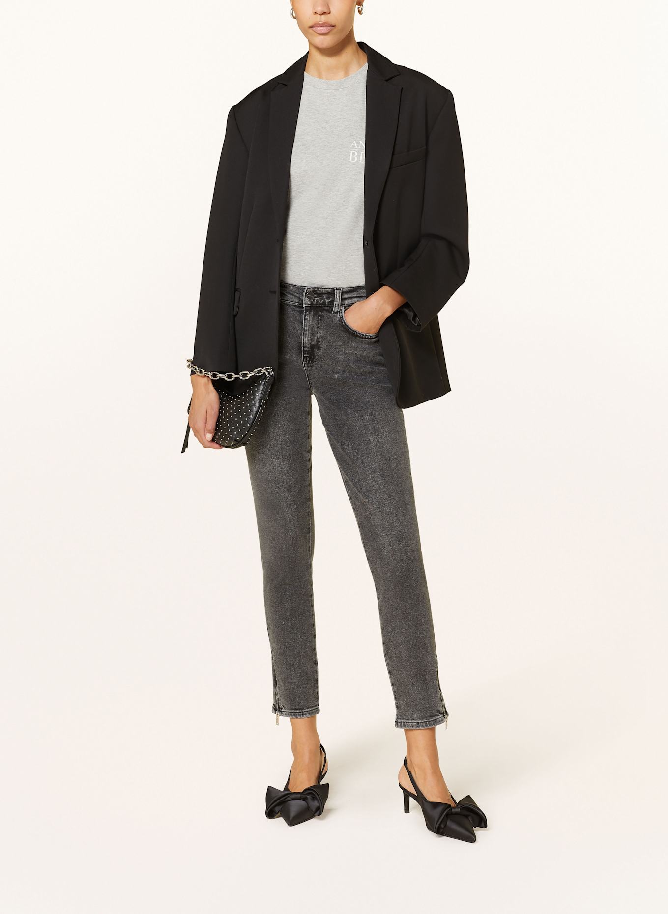 ANINE BING Jeansy skinny JAX: WASHED GREY WASHED GREY