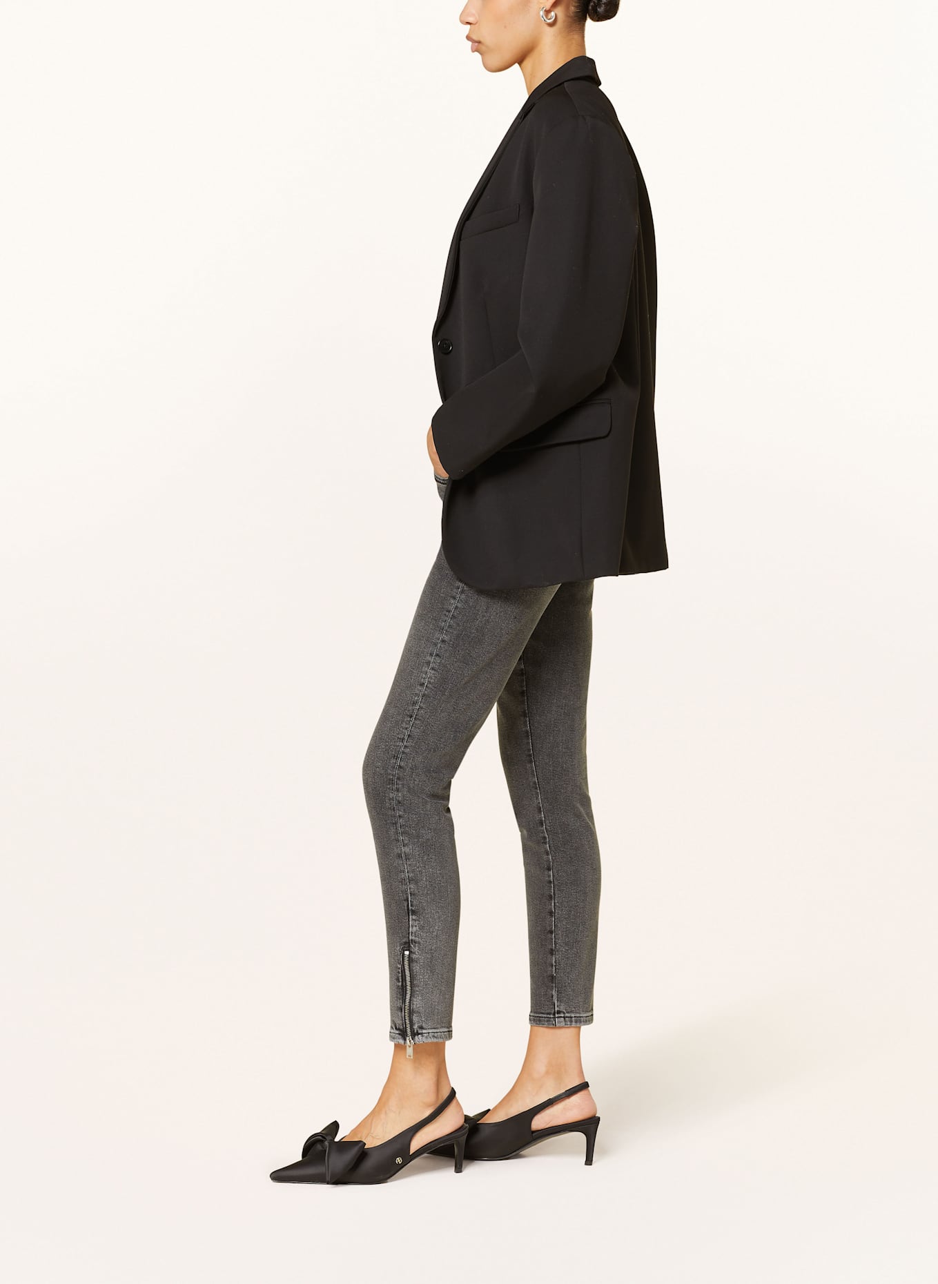 ANINE BING Jeansy skinny JAX: WASHED GREY WASHED GREY
