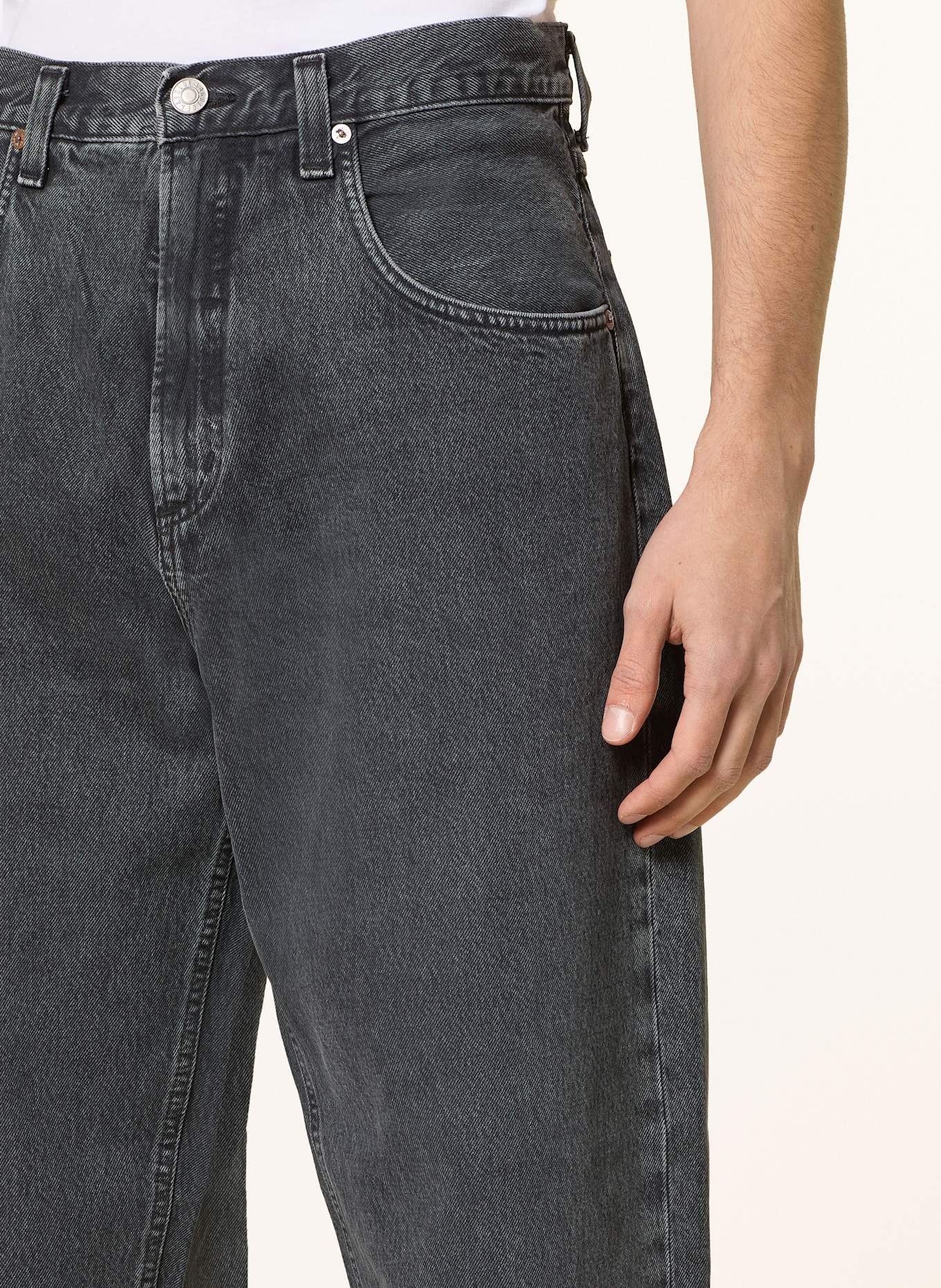 AGOLDE FUSION baggy tapered fit jeans: dvsn division (blk marble)