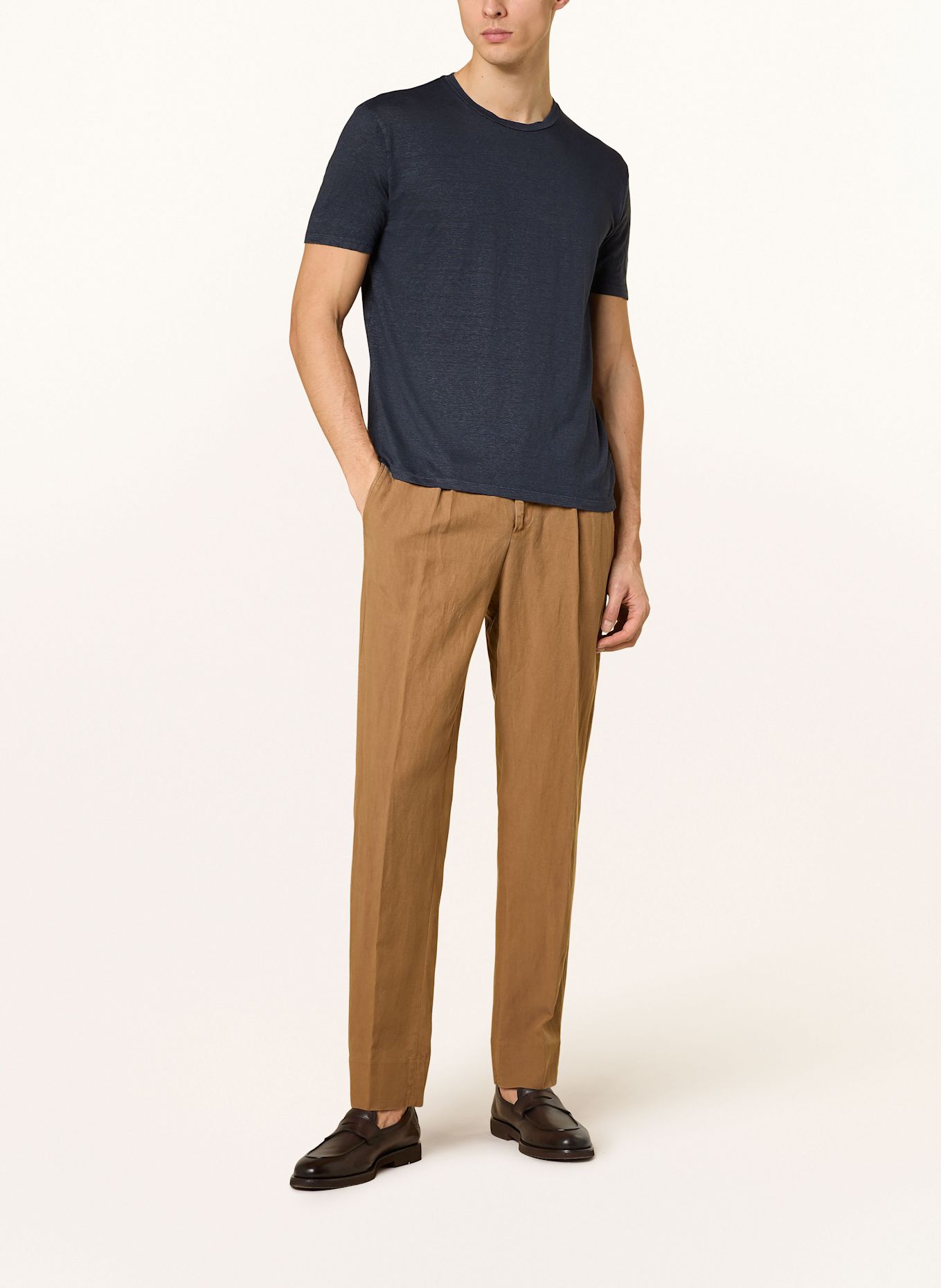 DANIELE FIESOLI T-Shirt aus Leinen: DUNKELBLAU