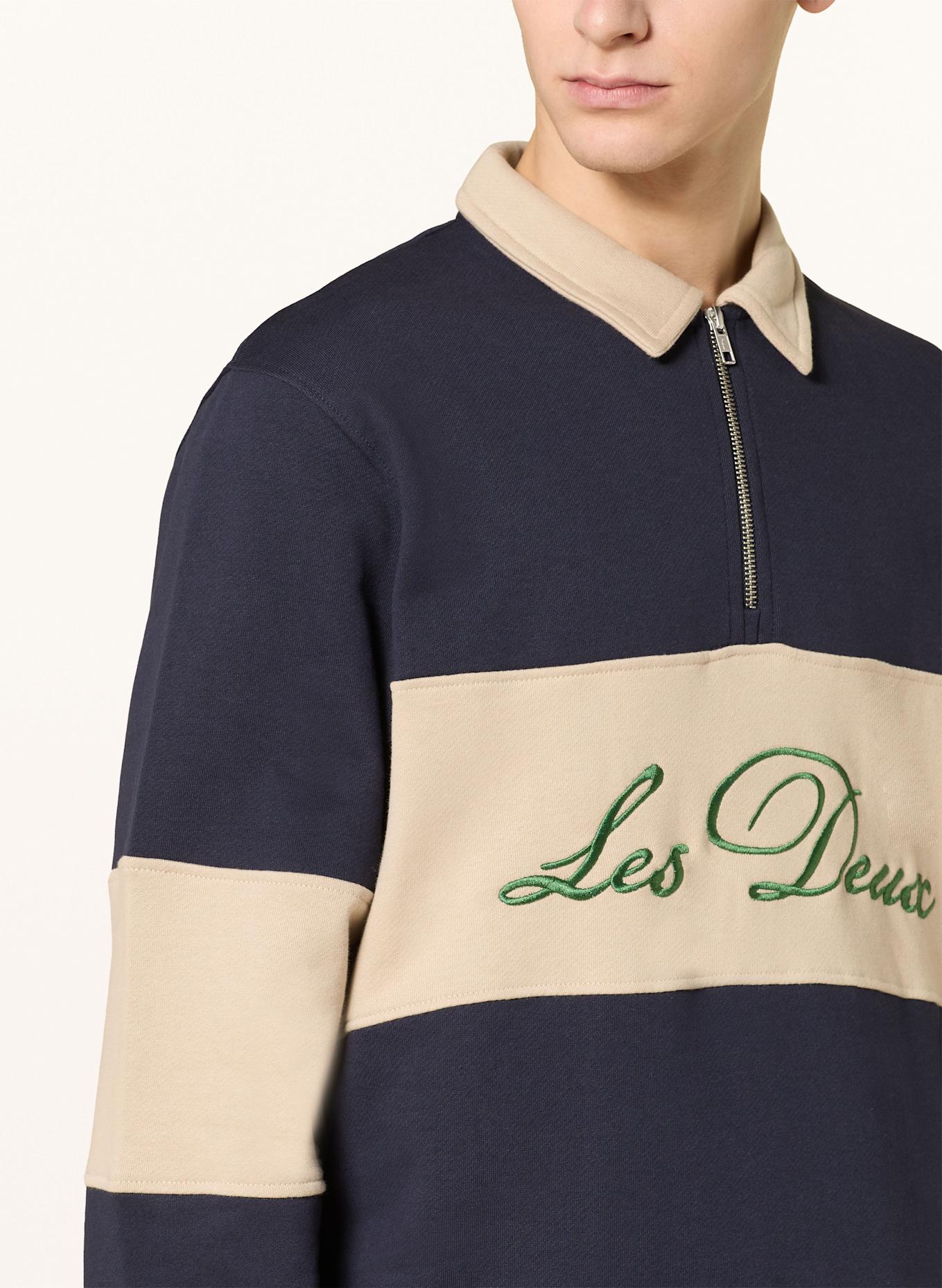 LES DEUX Rugbyové tričko CORY: TMAVĚ MODRÁ / BÉŽOVÁ