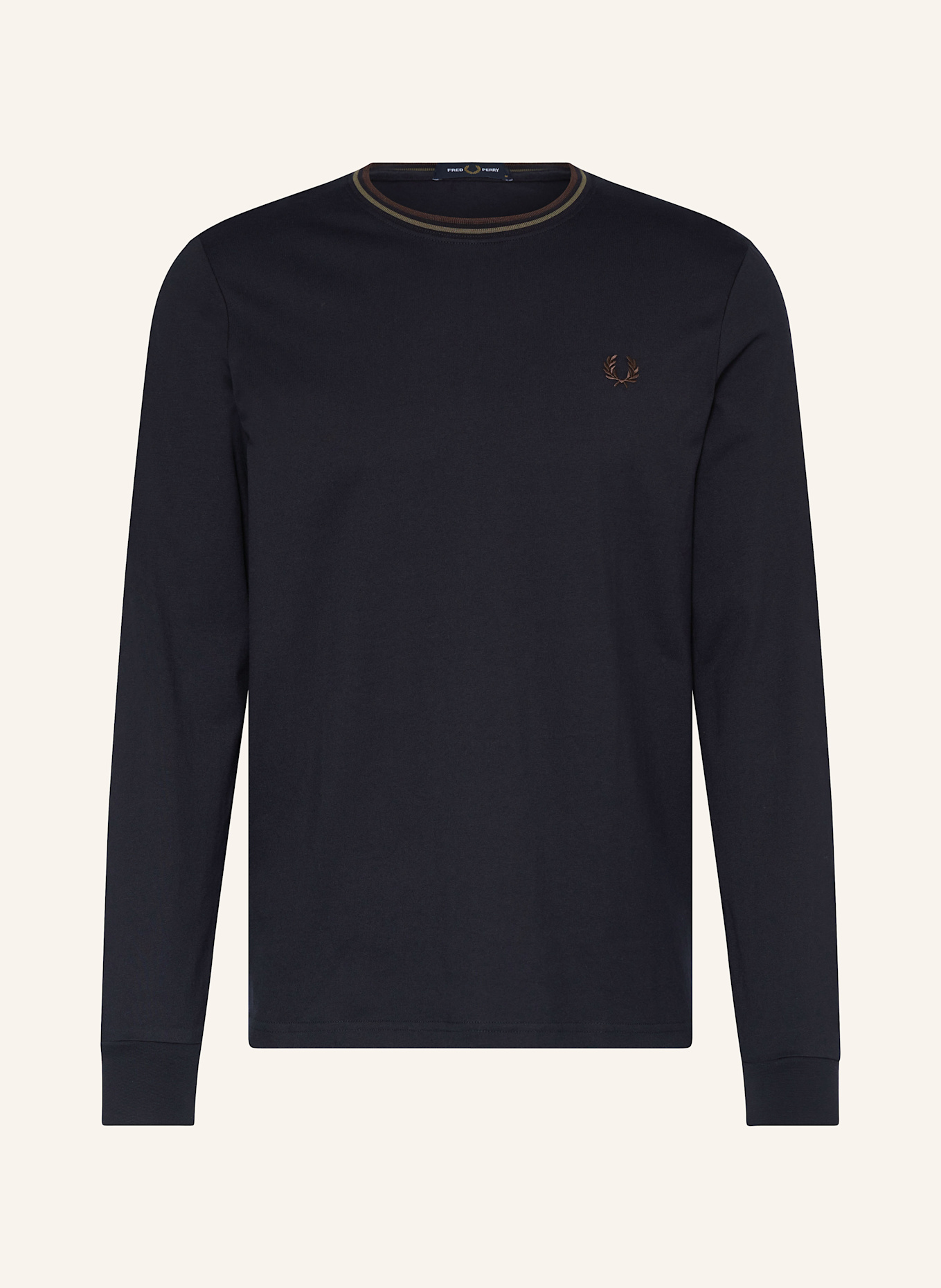 FRED PERRY Tričko s dlouhým rukávem: TMAVĚ MODRÁ