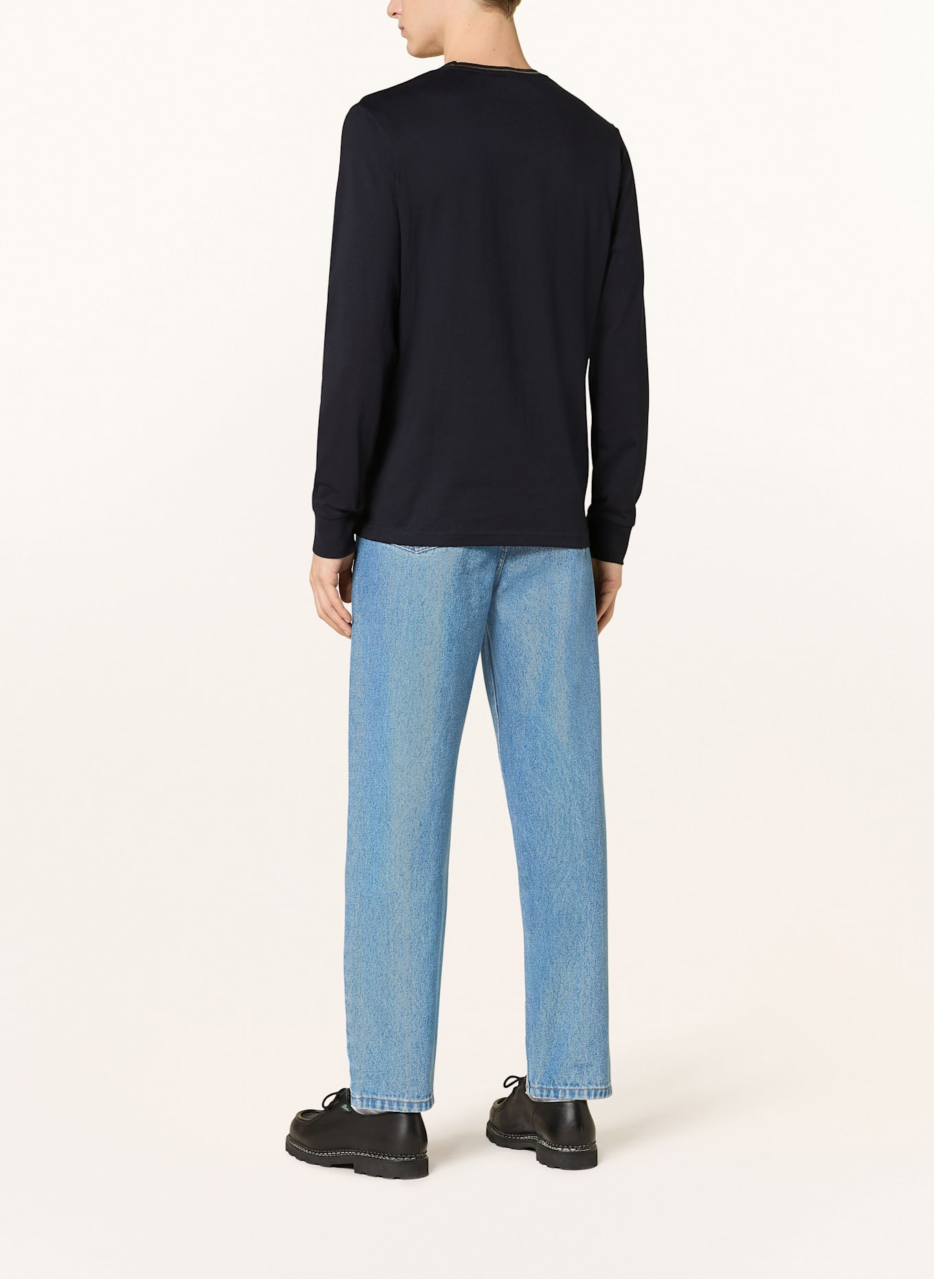 FRED PERRY Tričko s dlouhým rukávem: TMAVĚ MODRÁ