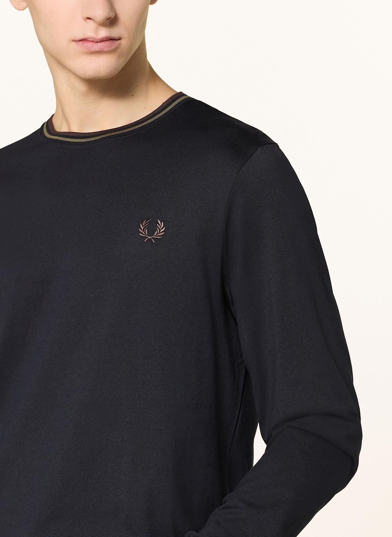 FRED PERRY Tričko s dlouhým rukávem: TMAVĚ MODRÁ