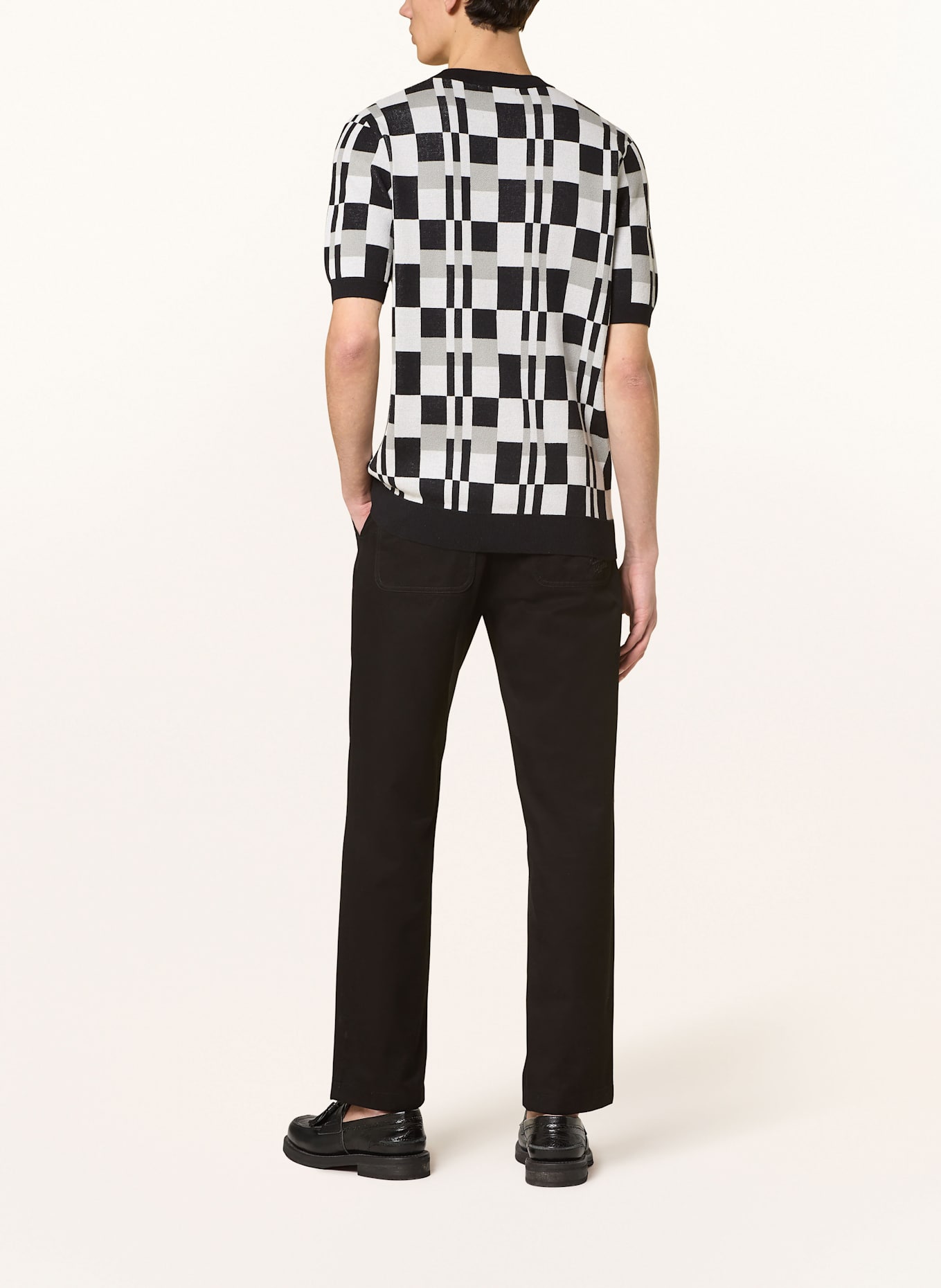 FRED PERRY Strickshirt: SCHWARZ / BLAU / GRAU