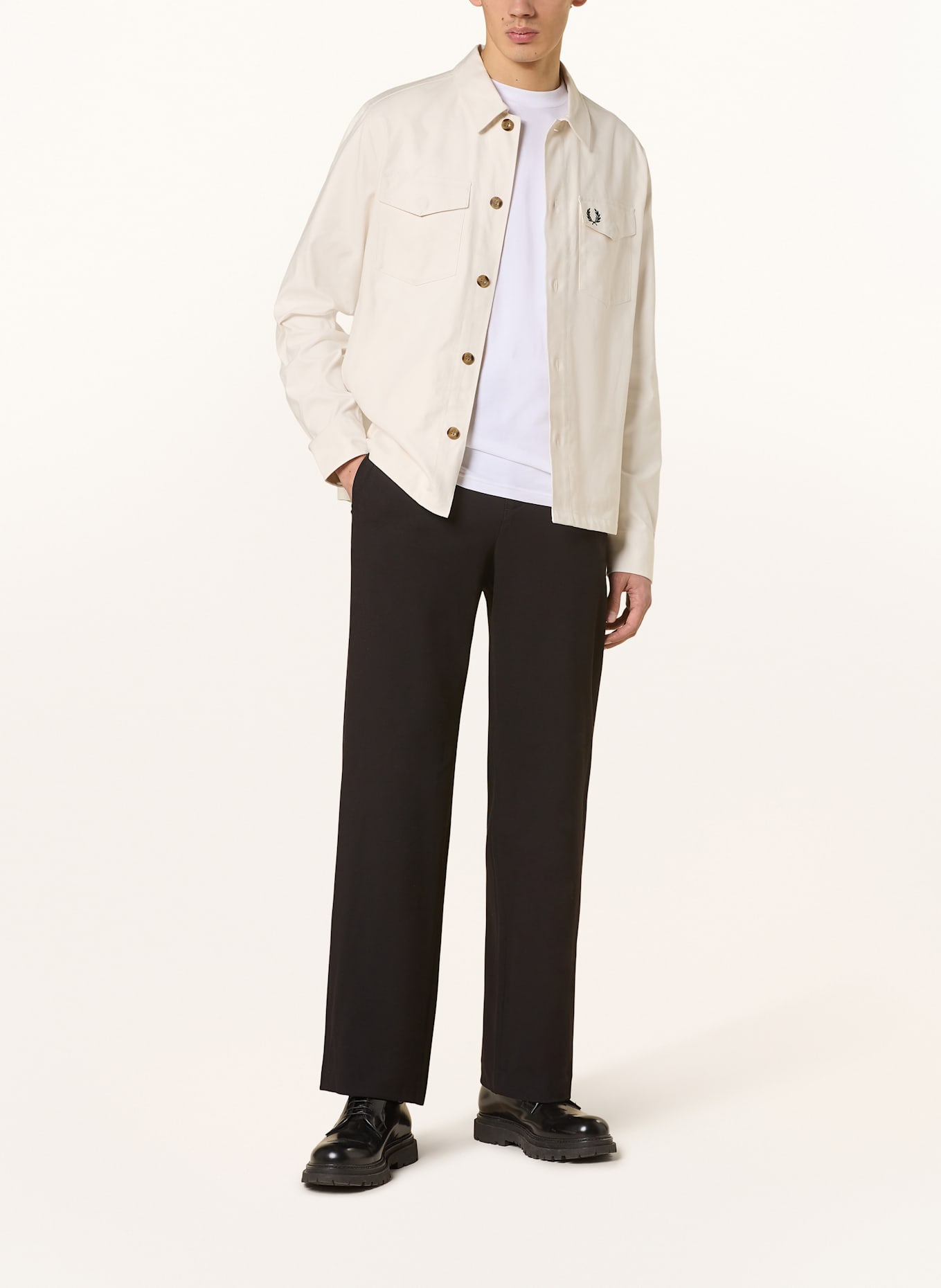 FRED PERRY Svrchní košile OXFORD: KRÉMOVÁ