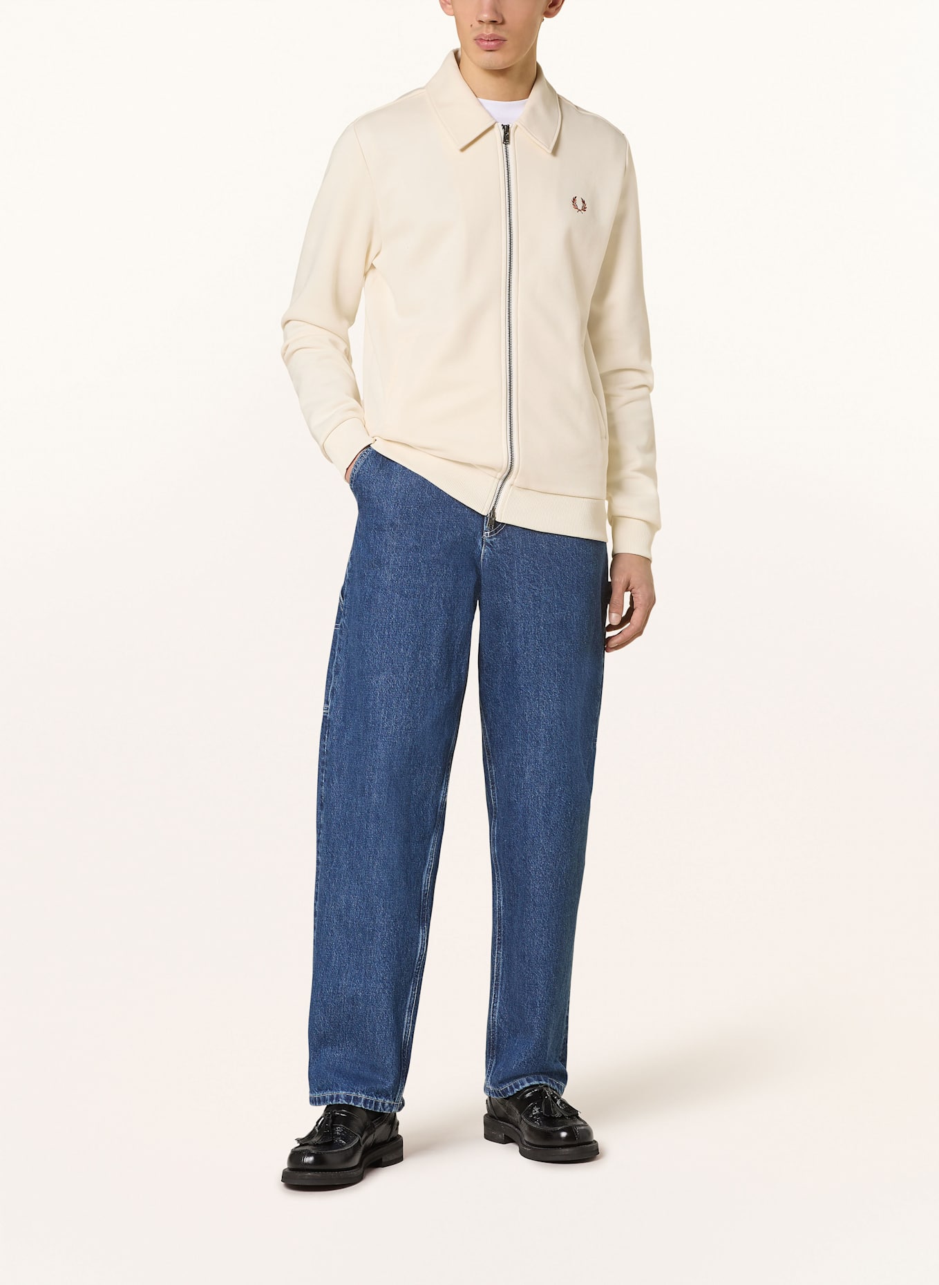 FRED PERRY Piqué-Jacke: ECRU